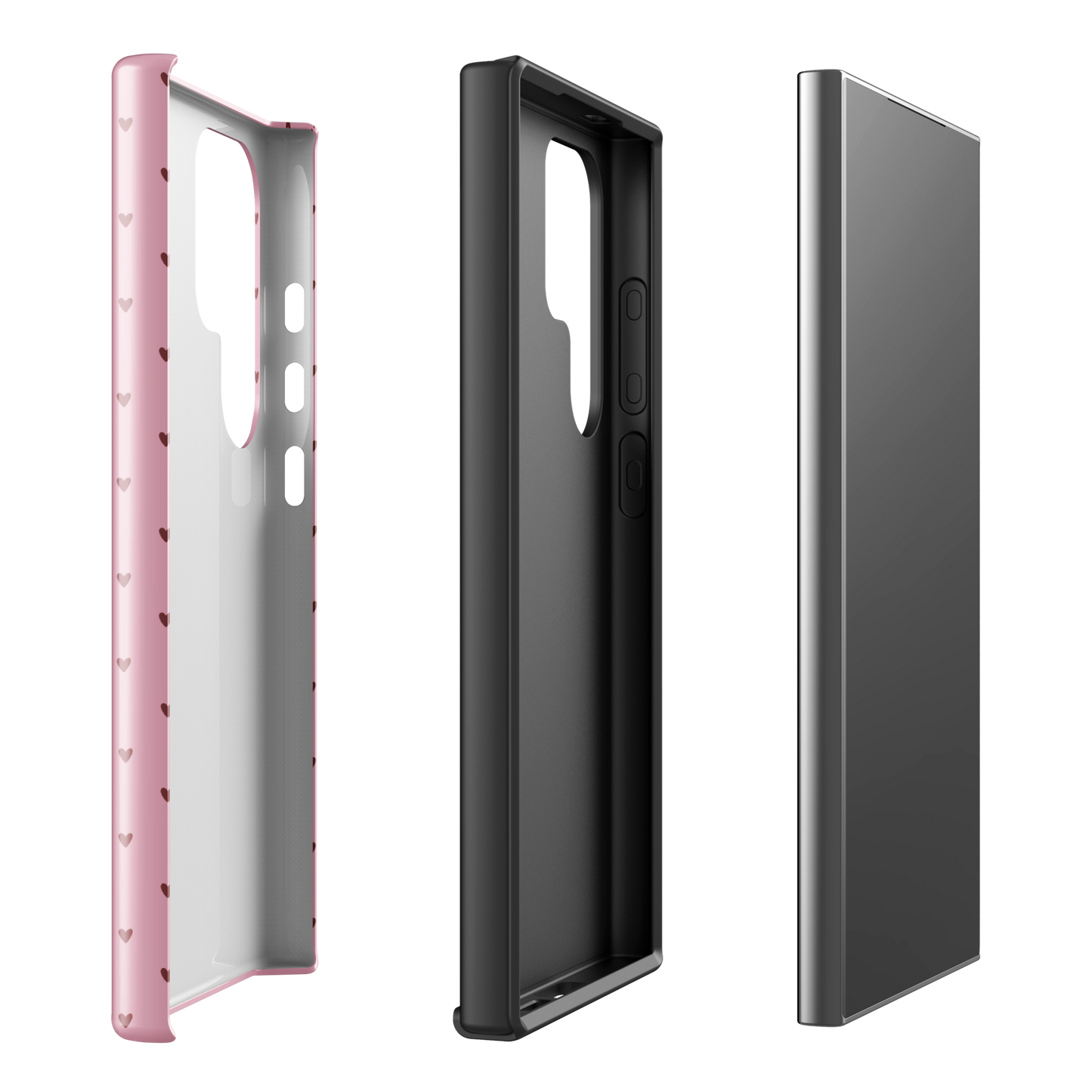 Phone Case for Samsung Galaxy with Heart-Dot Pattern in pink with adorable heart design, minimalist style, and stylish protection.