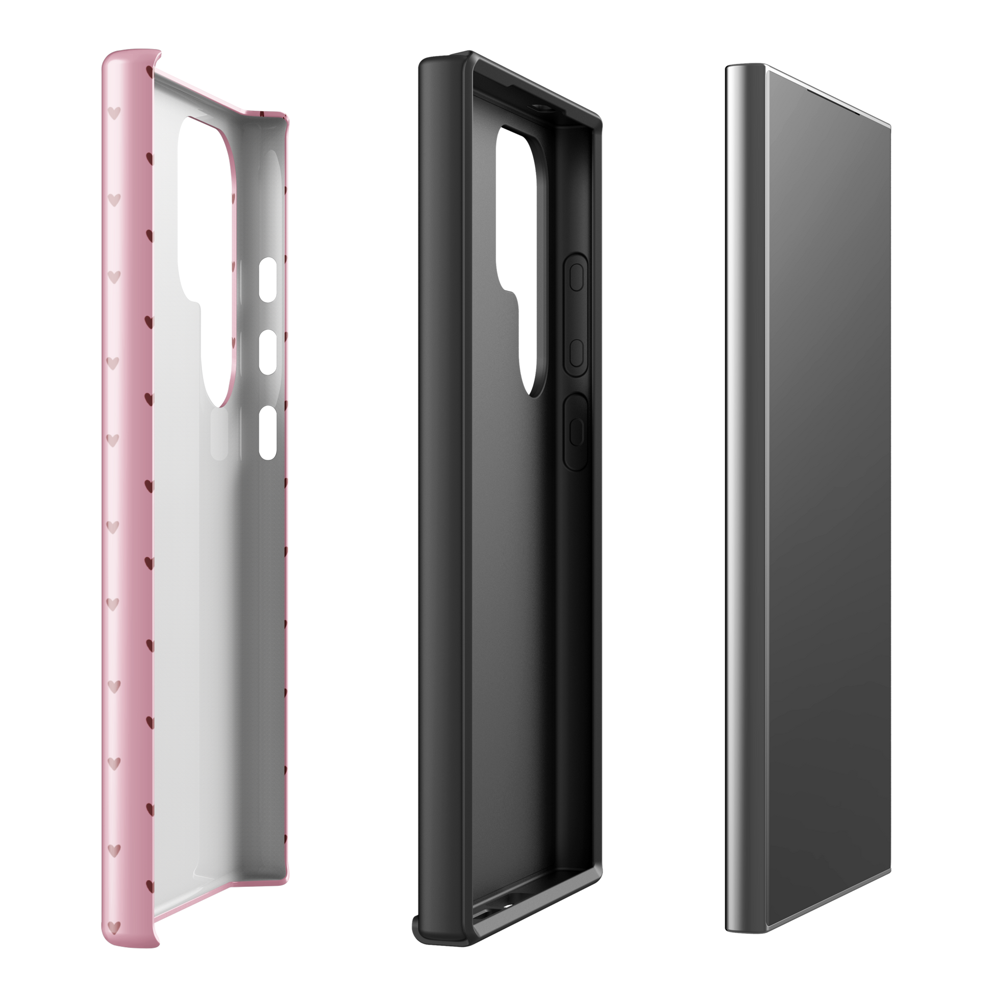 Phone Case for Samsung Galaxy with Heart-Dot Pattern in pink with adorable heart design, minimalist style, and stylish protection.