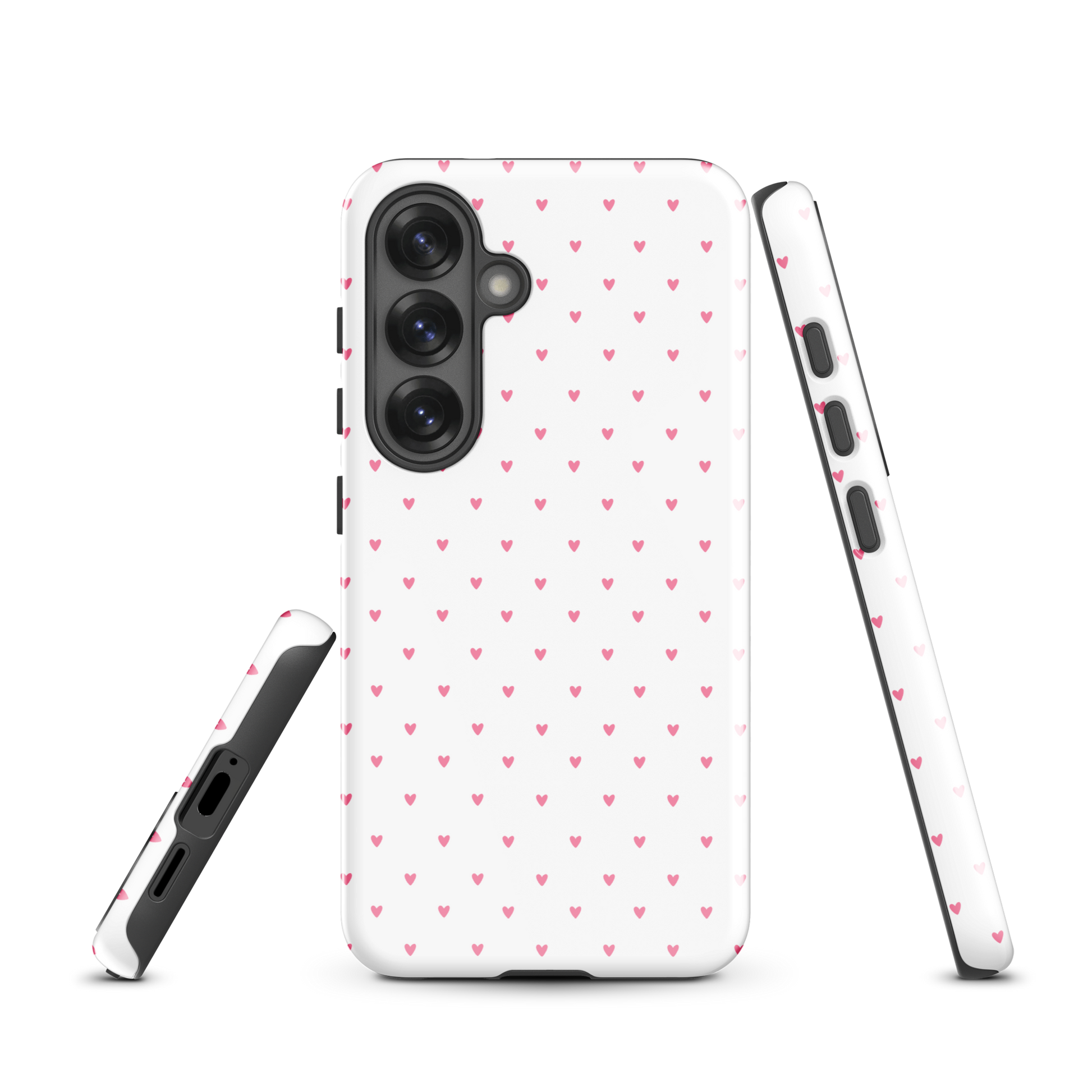 Phone Case for Samsung Galaxy with heart-dot pattern, featuring tiny hearts on a bold background, playful and stylish design.