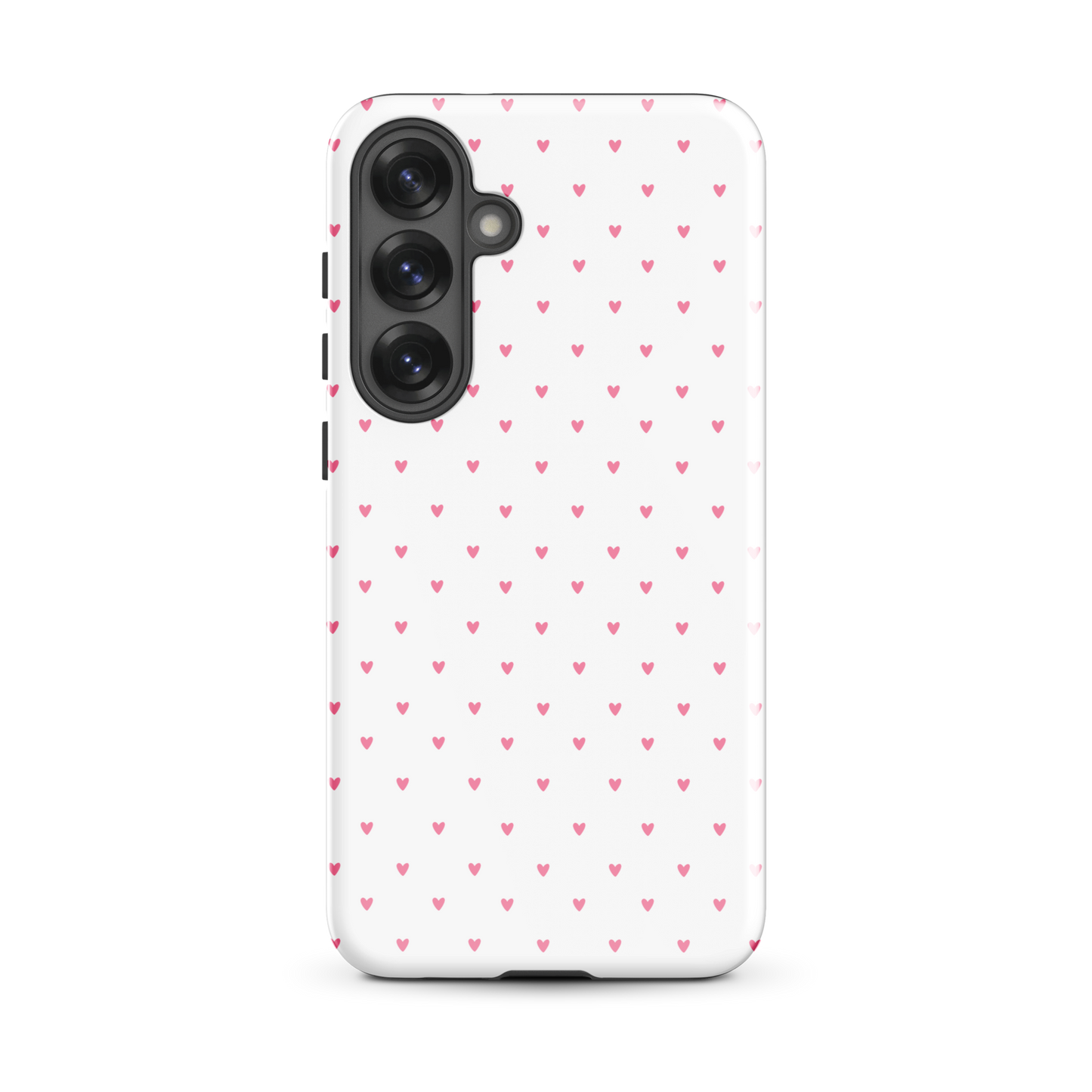 Phone Case for Samsung Galaxy with heart-dot pattern, playful design with tiny hearts, bold background, stylish and minimalist.