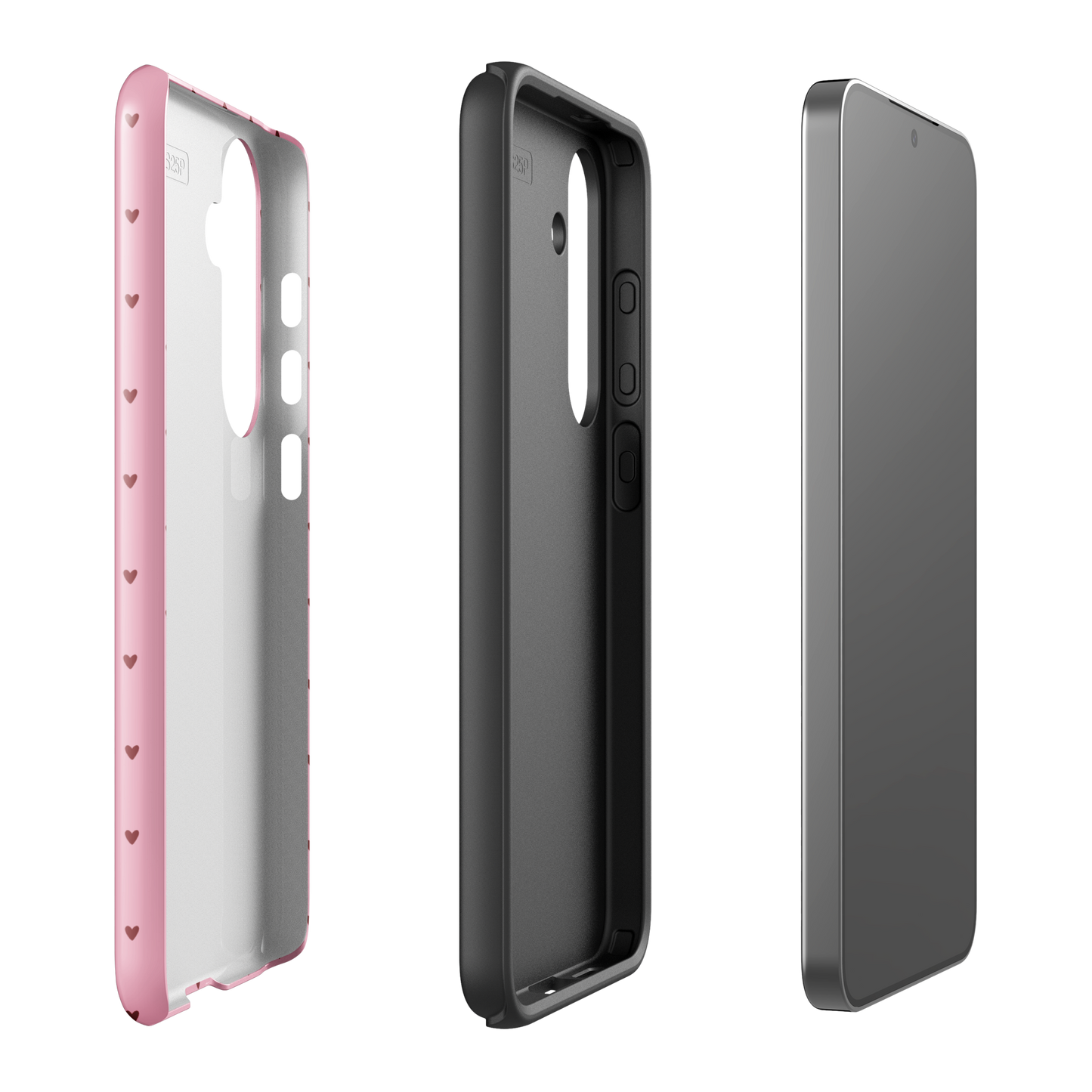 Phone Case for Samsung Galaxy with heart-dot pattern, showcasing cute and modern design with adorable tiny heart shapes on bold background.