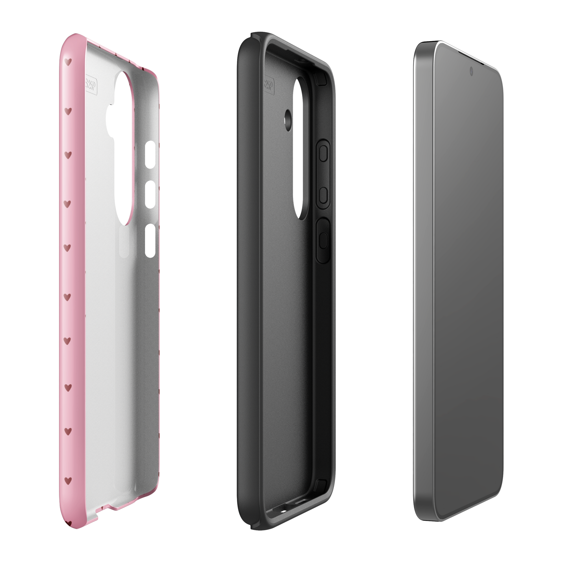 Phone Case for Samsung Galaxy with heart-dot pattern, showcasing cute and modern design with adorable tiny heart shapes on bold background.