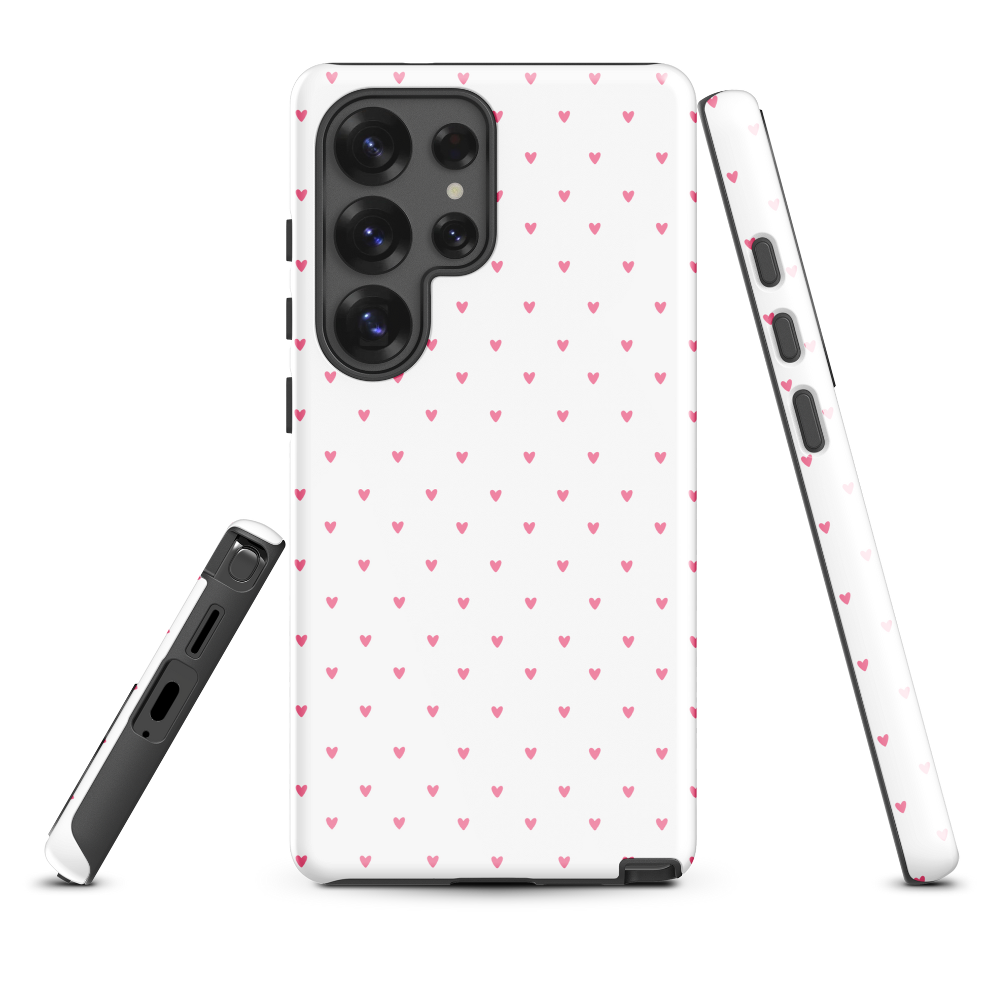Phone Case for Samsung Galaxy with heart-dot pattern showcasing playful polka-dot design, modern and stylish with tiny hearts.