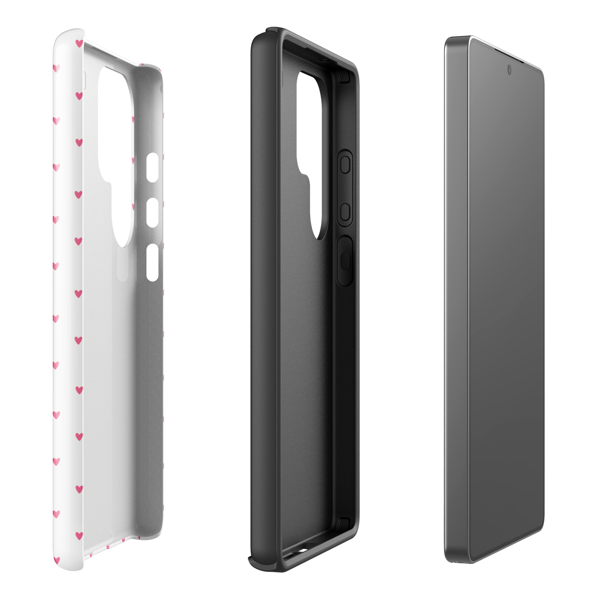 Phone Case for Samsung Galaxy with heart-dot pattern, featuring adorable hearts on a bold background. Stylish and minimalist design.