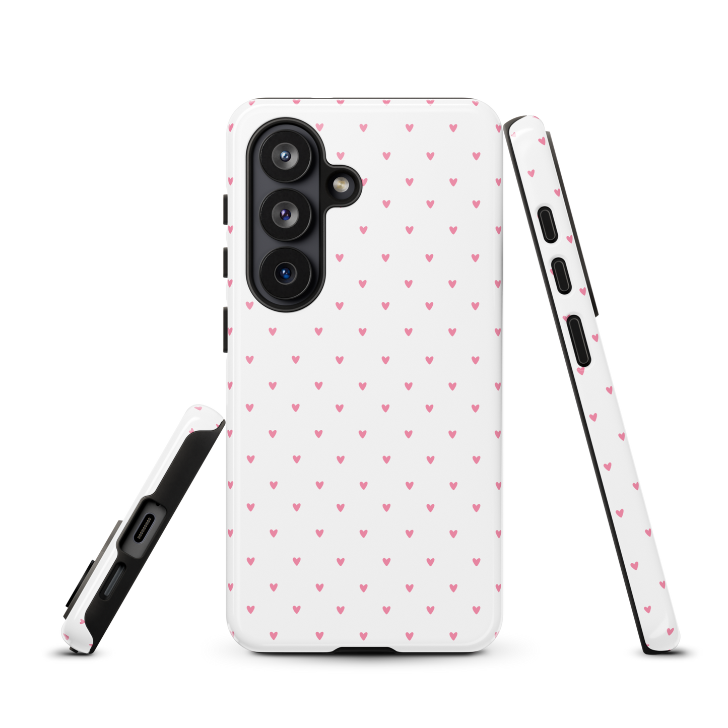 Phone Case for Samsung Galaxy with heart-dot pattern, featuring tiny hearts on a bold background, stylish and perfect for modern minimalism.