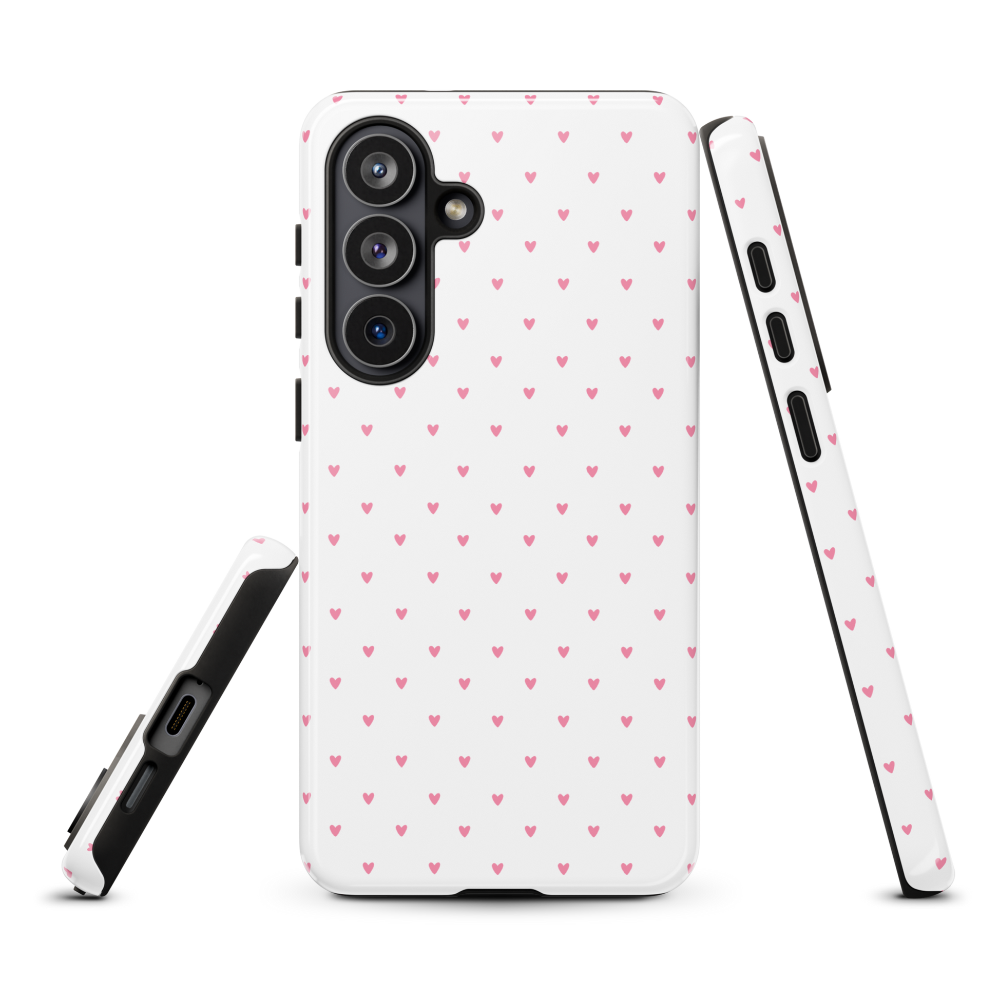 Phone Case for Samsung Galaxy with playful heart-dot pattern design, showcasing minimalist and stylish charm.