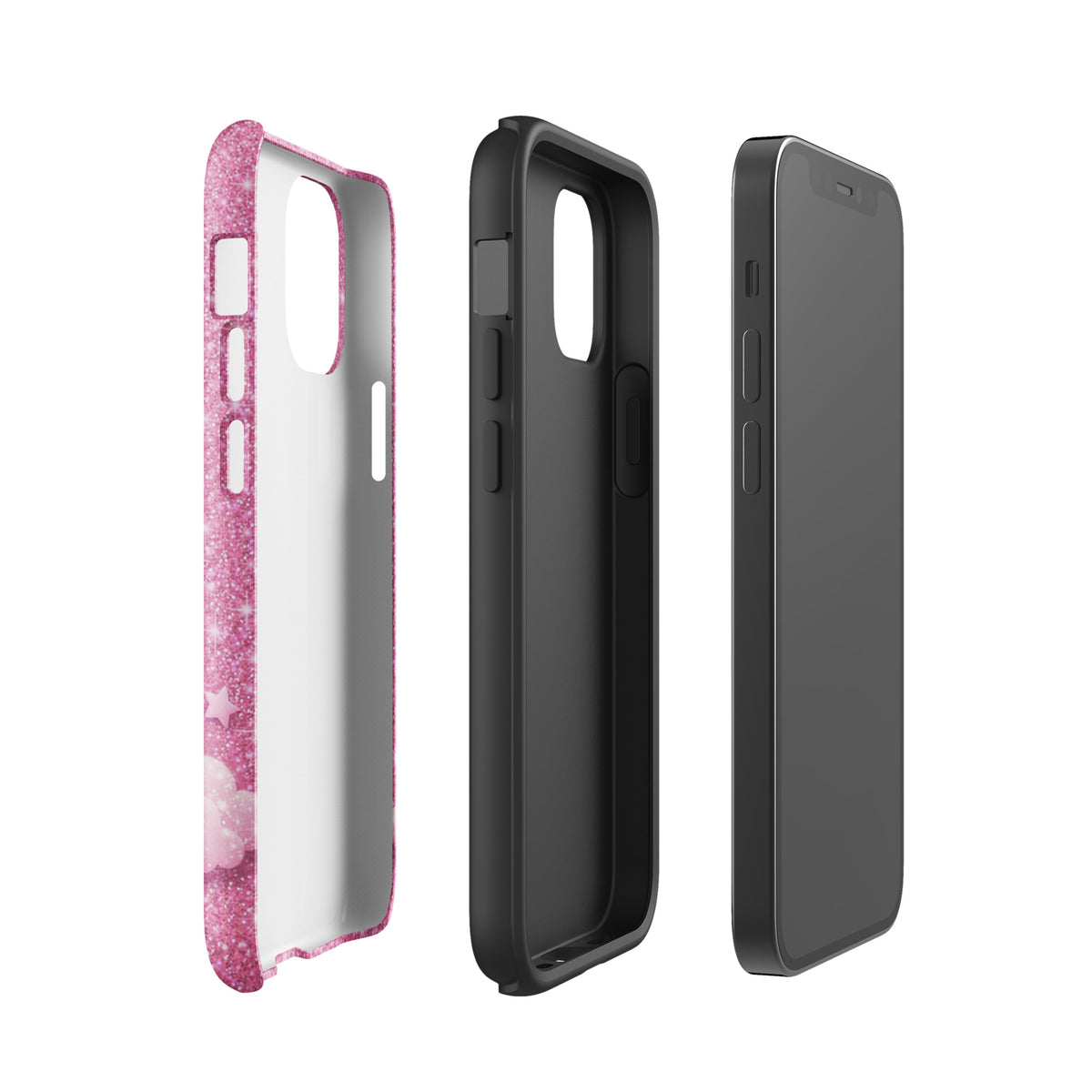 Phone Case for iPhone - Pink Checkered Heart Glitter Dream