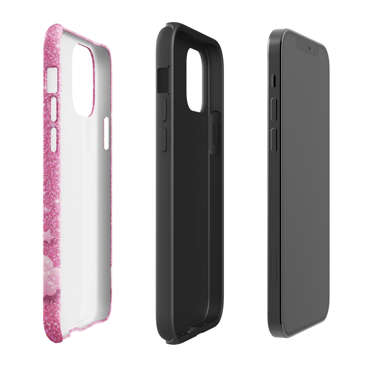 Phone Case for iPhone - Pink Checkered Heart Glitter Dream