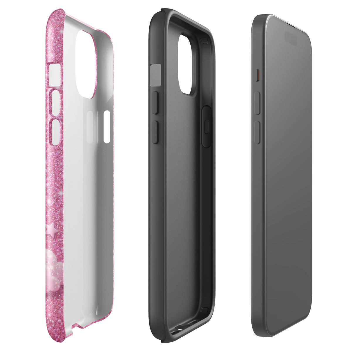 Phone Case for iPhone - Pink Checkered Heart Glitter Dream