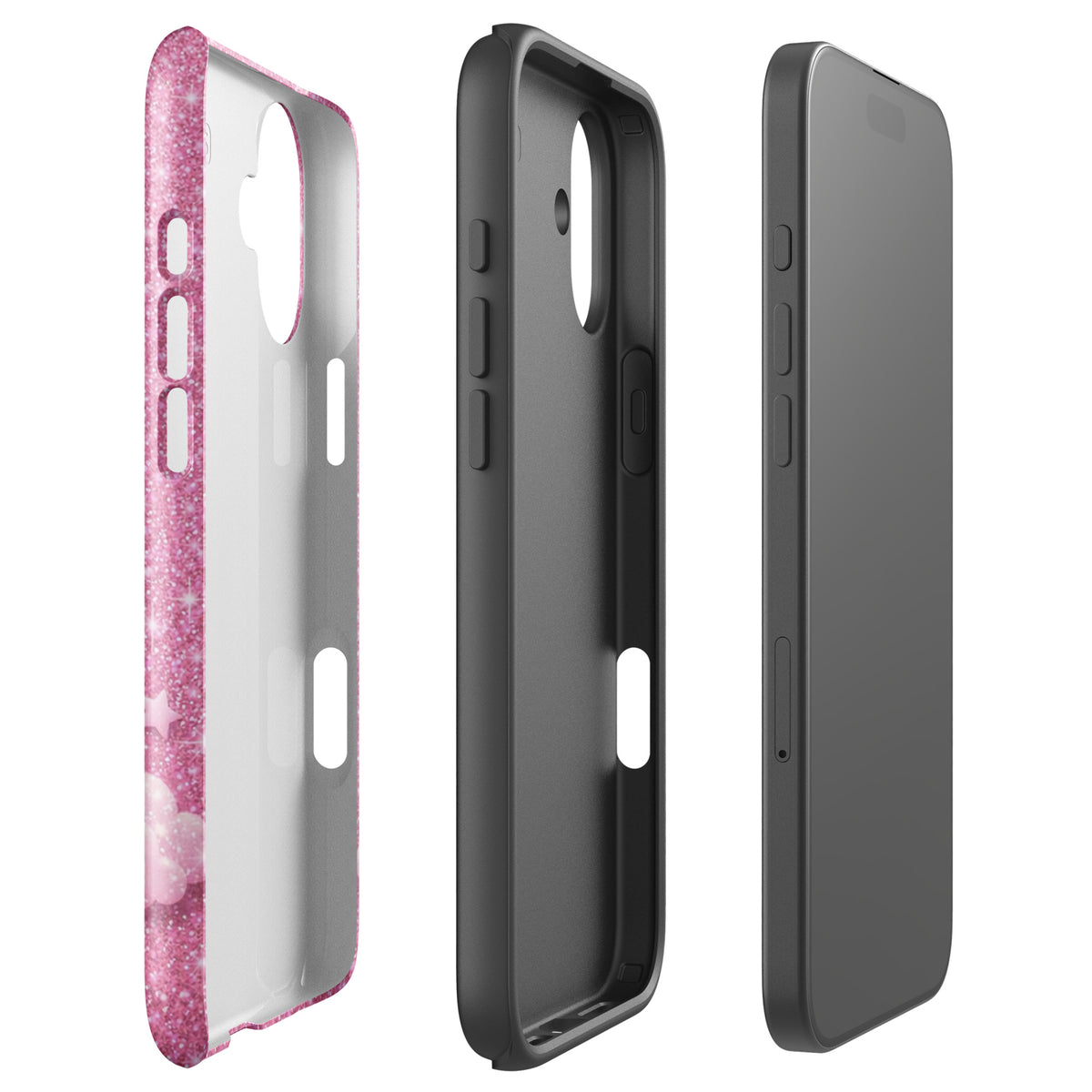 Phone Case for iPhone - Pink Checkered Heart Glitter Dream