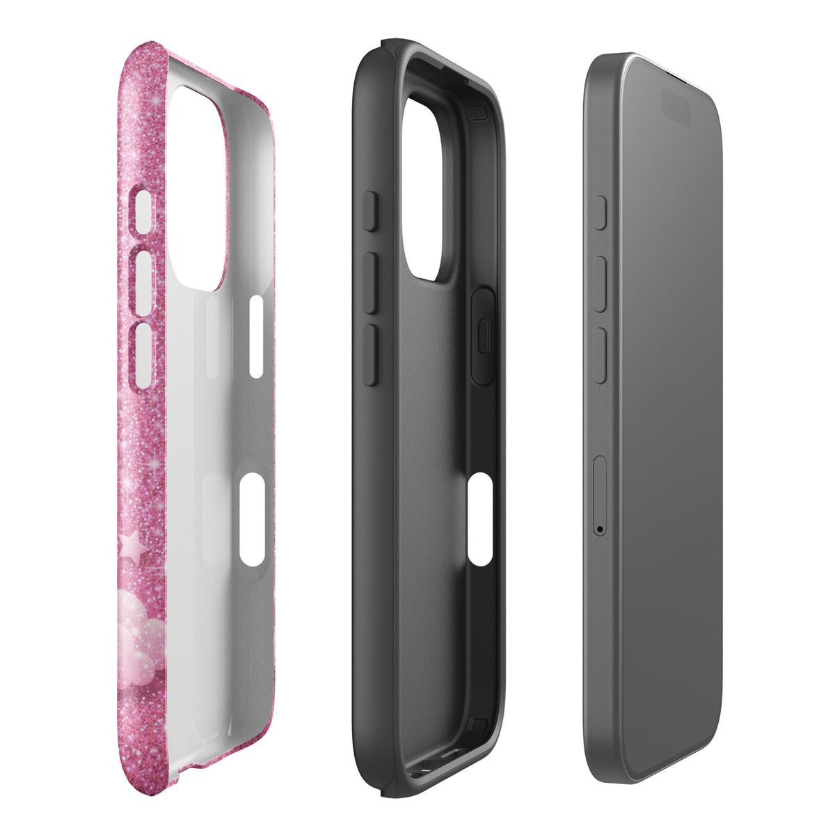 Phone Case for iPhone - Pink Checkered Heart Glitter Dream