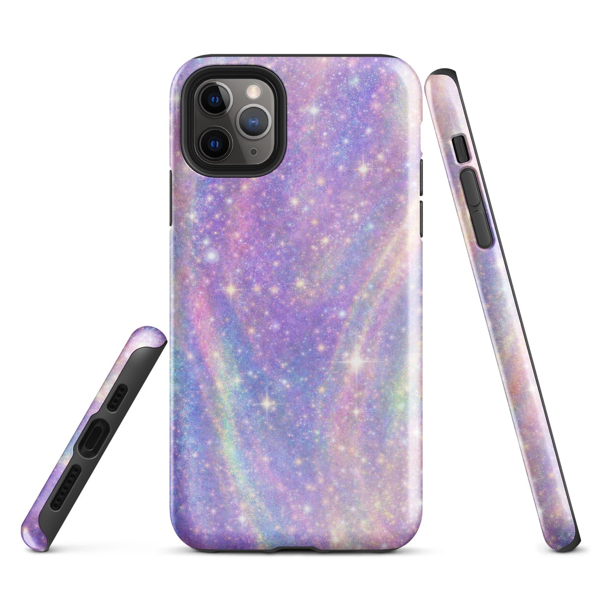 Phone Case for iPhone with cosmic dream swirl of pastel purples, pinks, blues, and golden sparkles, showcasing a dreamy, vibrant design.