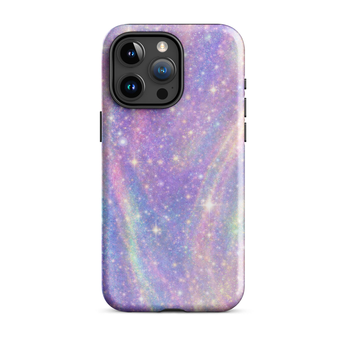 Phone Case for iPhone with cosmic dream swirl design in pastel purples, pinks, blues, and sparkles resembling a tiny galaxy.