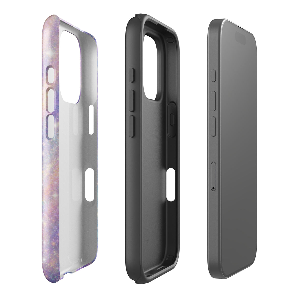 Phone Case for iPhone - Cosmic Dream Swirl in pastel colors with golden sparkles, showcasing dreamy galaxy design