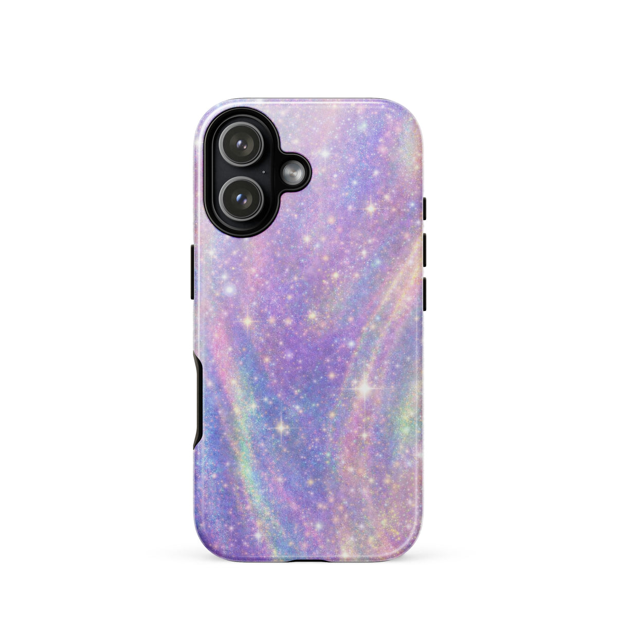 Phone Case for iPhone with cosmic dream swirl in pastel purples, pinks, and blues, featuring soft golden sparkles resembling a tiny galaxy.