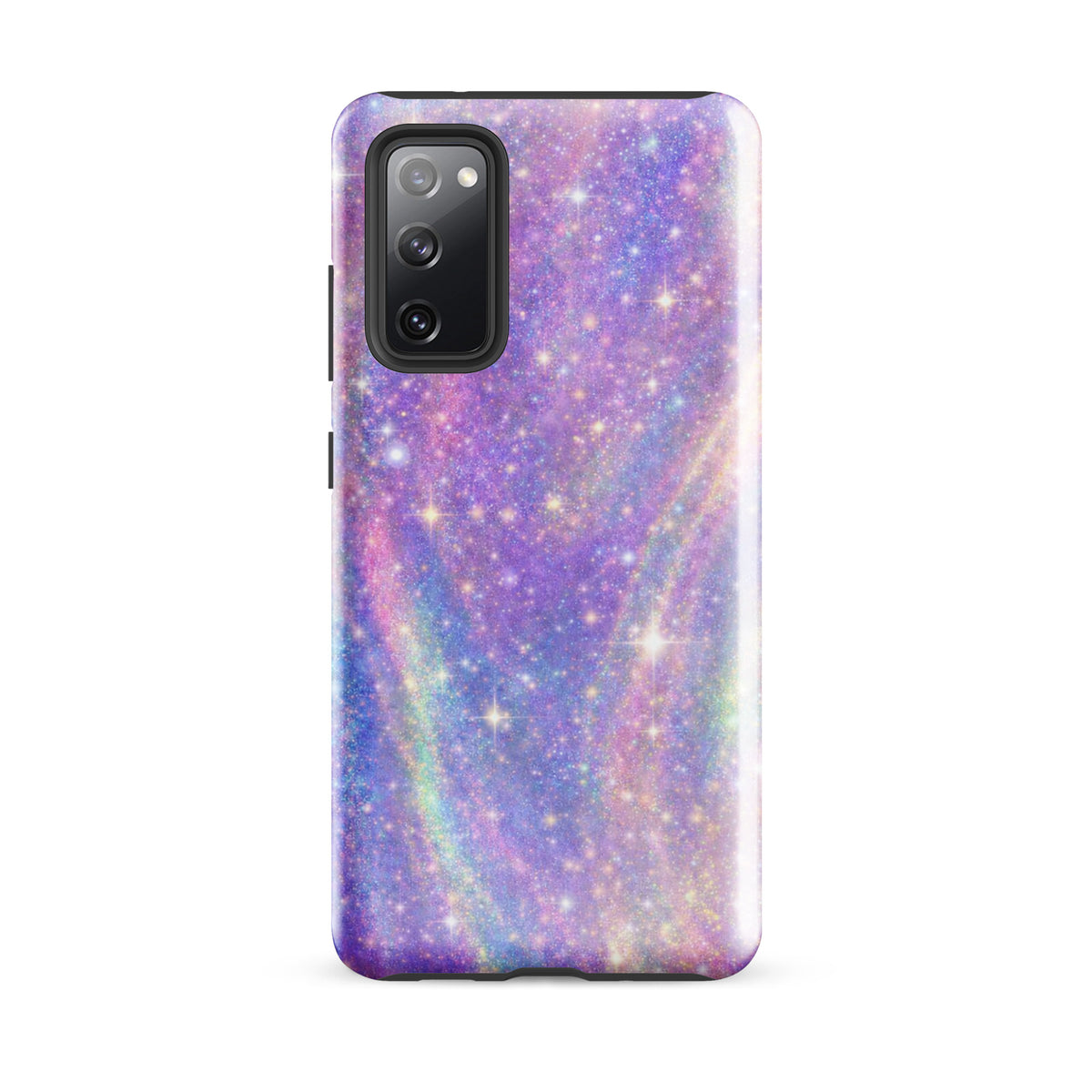 Phone Case for Samsung Galaxy with cosmic dream swirl design in pastel purples, pinks, blues, and golden sparkles.