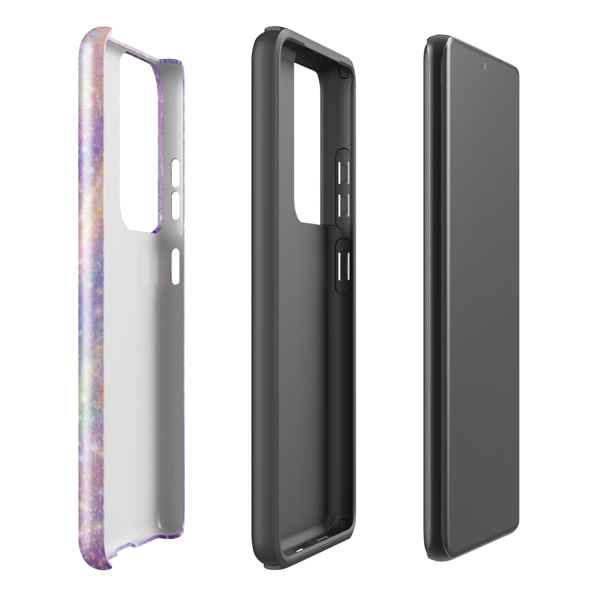 Phone Case for Samsung Galaxy with cosmic dream swirl design in pastel purples, pinks, blues, and golden sparkles.