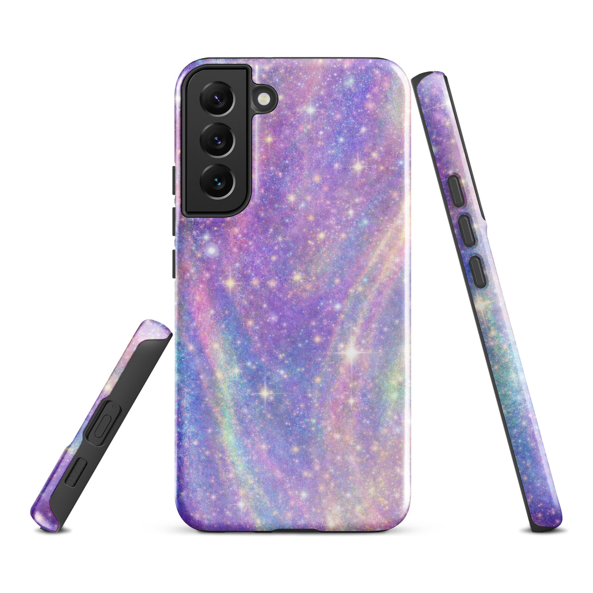 Phone Case for Samsung Galaxy in pastel cosmic dream swirl design with purple, pink, and blue galaxy-inspired sparkles