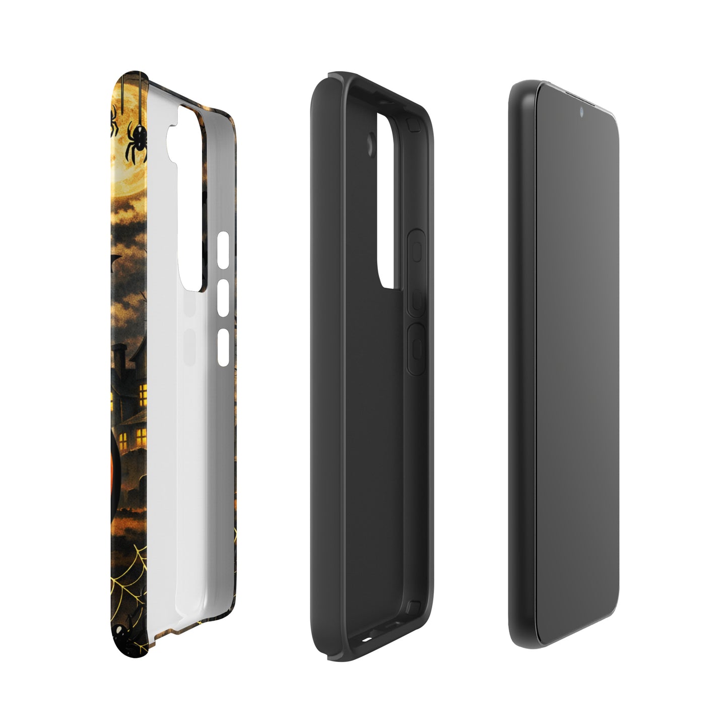 Phone Case for Samsung Galaxy with Haunted Pumpkin Moonlit Halloween Scene