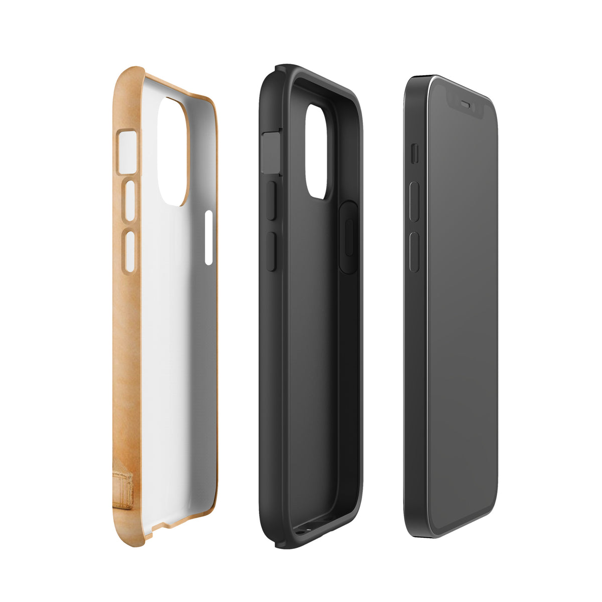 Phone Case components display with kitten and vintage books design