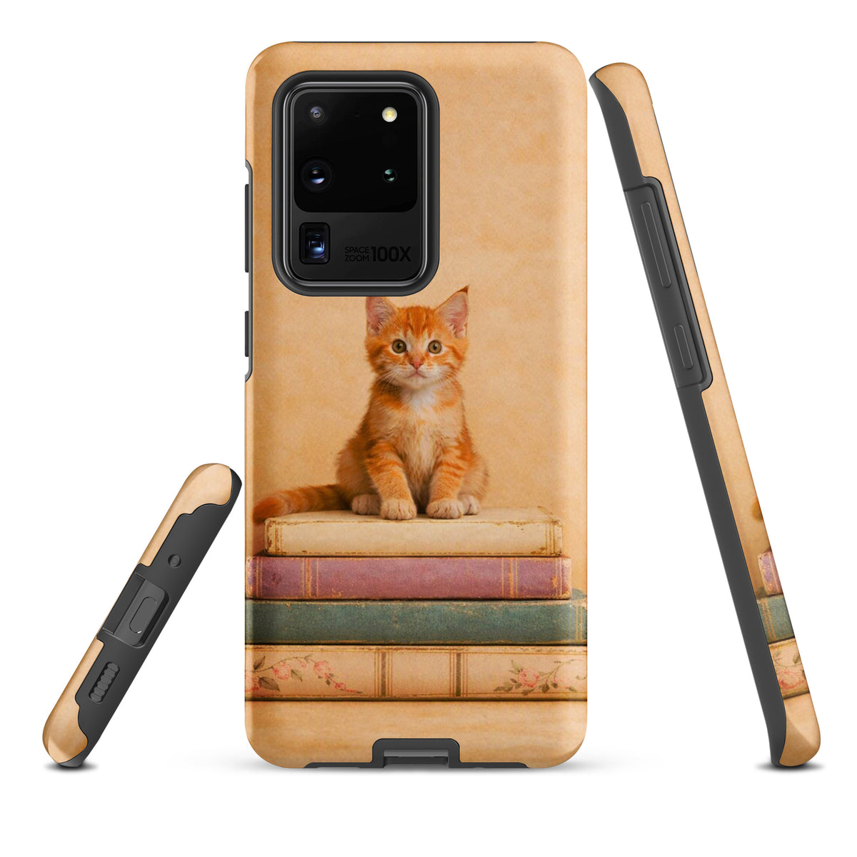 Phone Case for Samsung Galaxy featuring kitten on vintage books