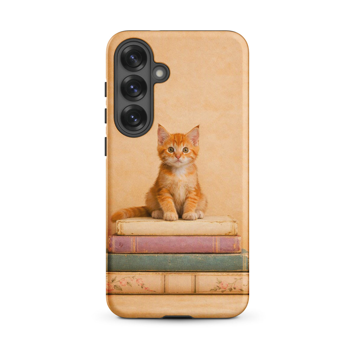 Phone Case featuring orange tabby kitten on vintage books for Samsung Galaxy