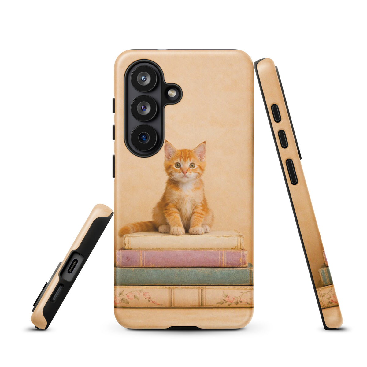 Phone Case for Samsung Galaxy with kitten on vintage books design