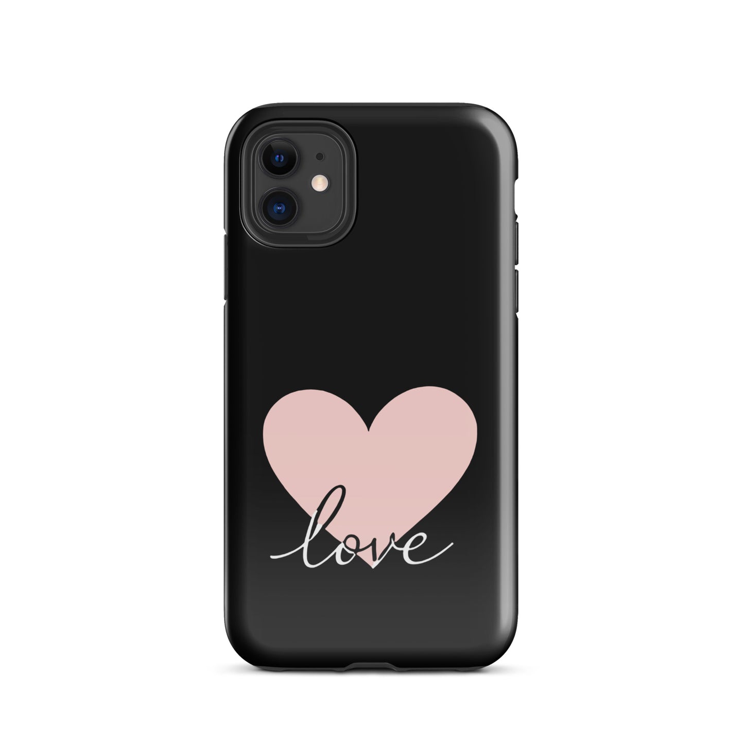 Phone Case for iPhone with heart and 'love' script design, minimalist and stylish