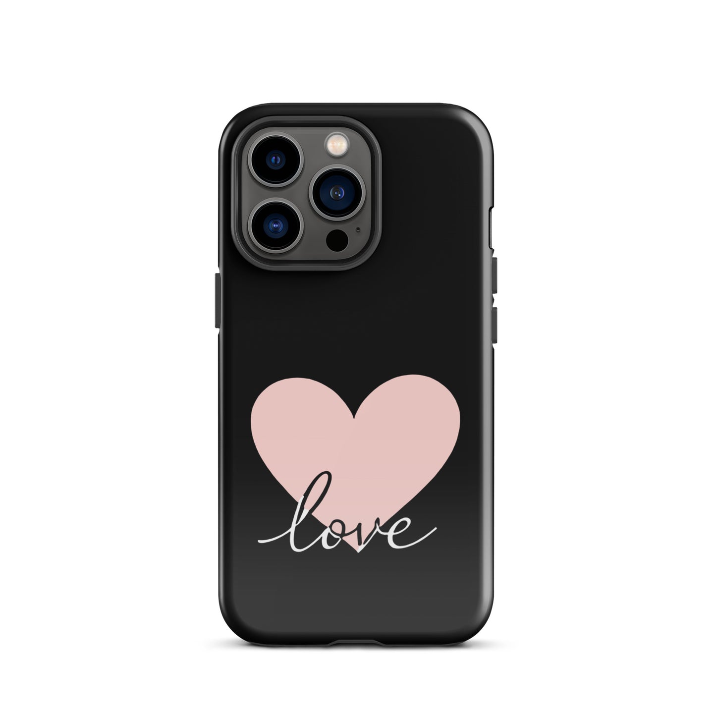 Phone Case for iPhone with heart graphic and script love design, offering minimalist charm and protection.