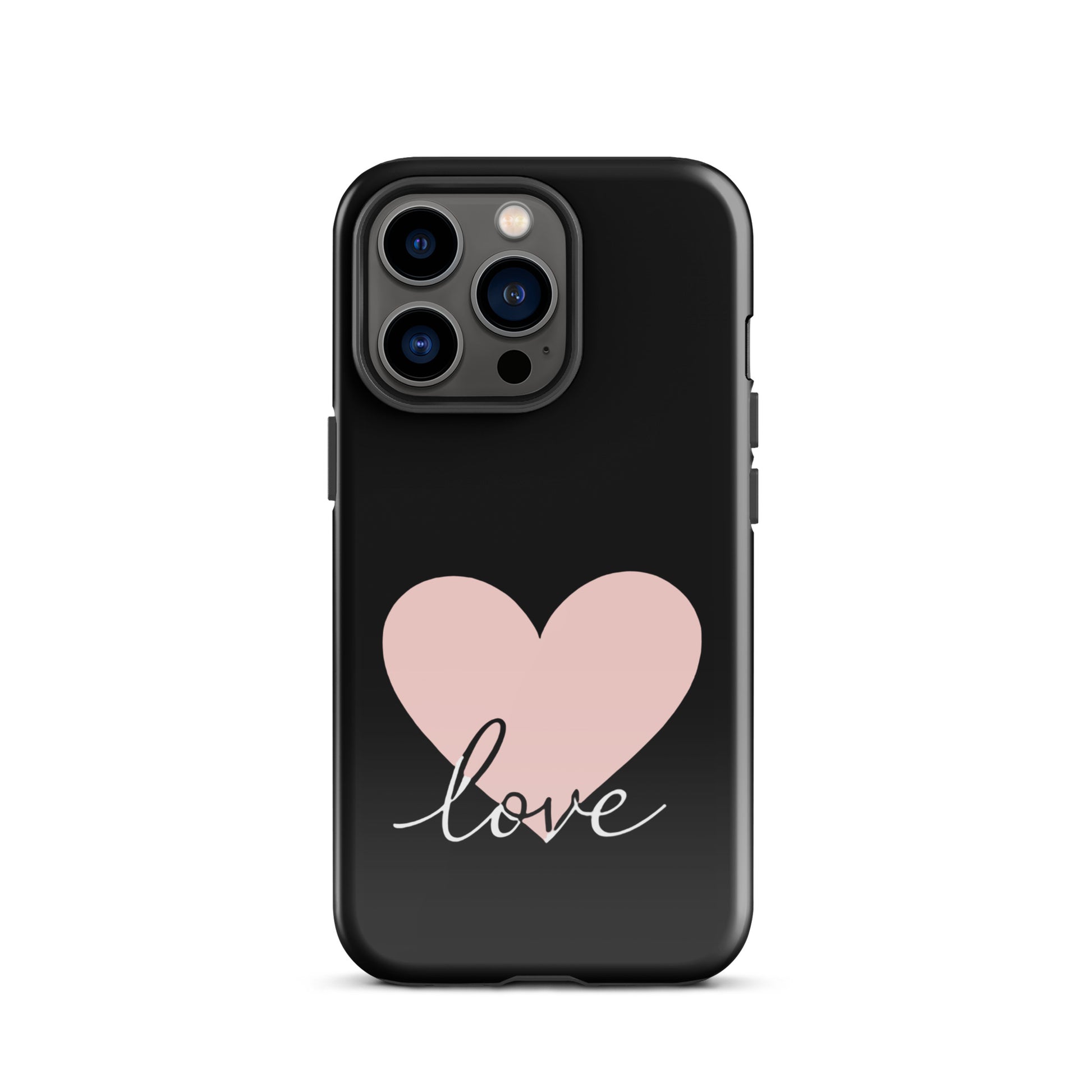 Phone Case for iPhone with heart graphic and script love design, offering minimalist charm and protection.