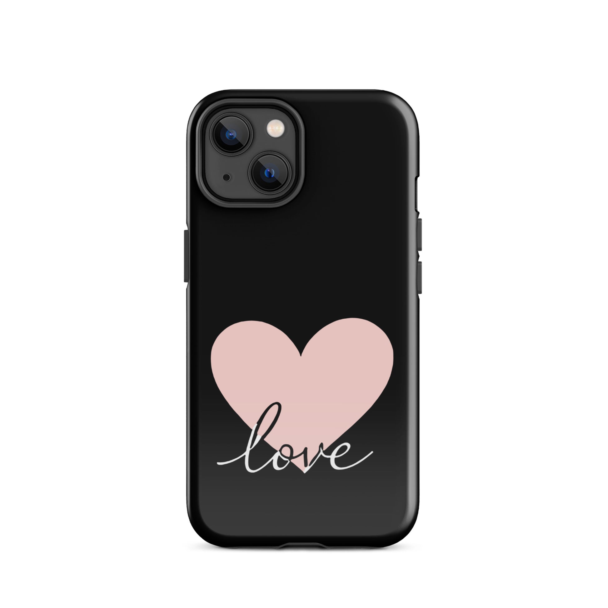 Phone Case for iPhone featuring a heart and script love design, offering minimalist charm and protection.