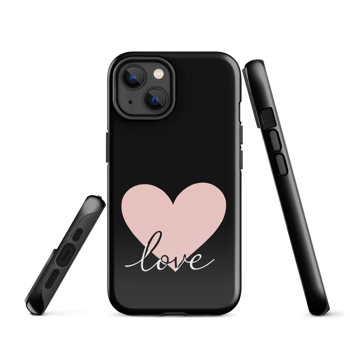 Phone Case for iPhone with heart and script love design, romantic minimalist protection.