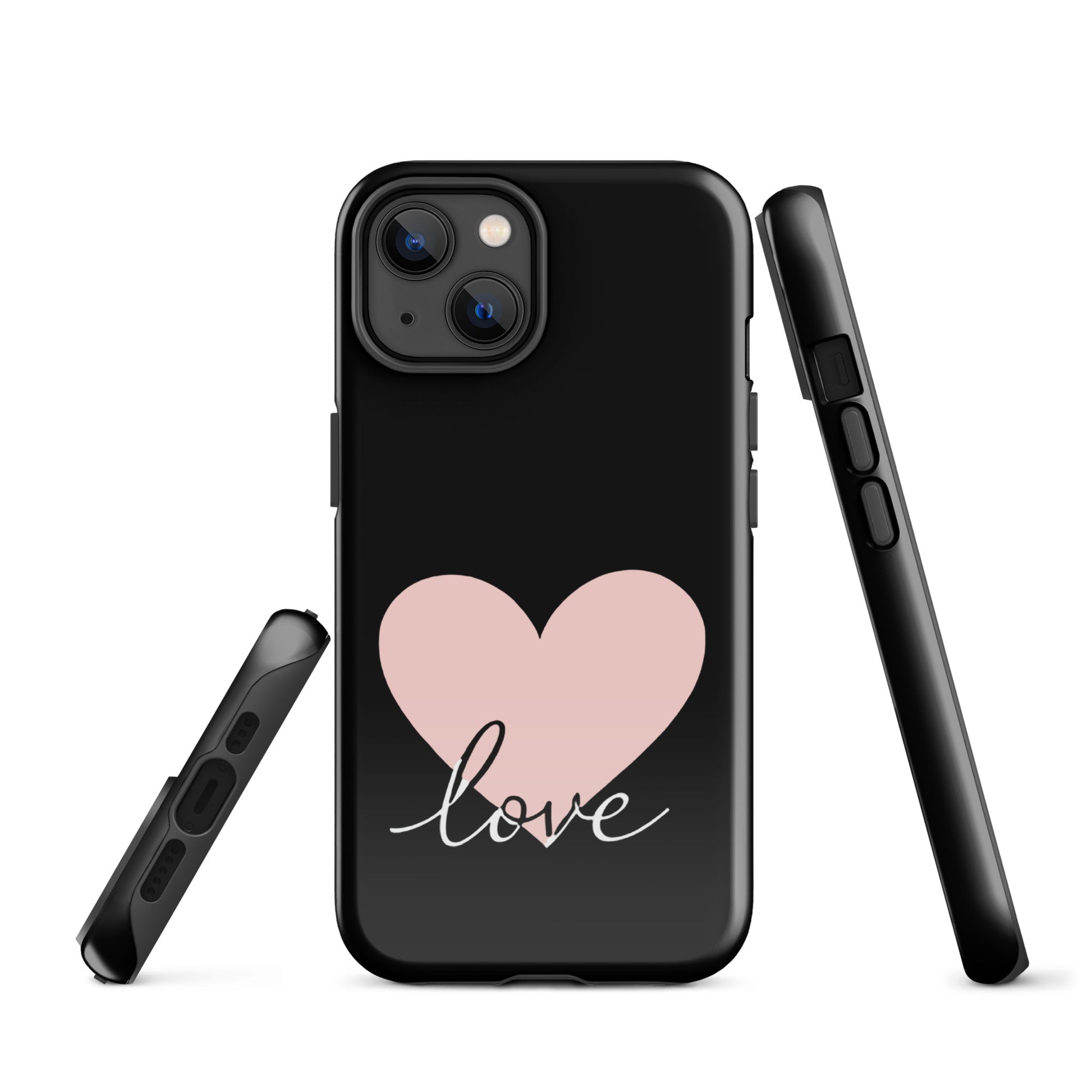 Phone Case for iPhone with heart and script love design, romantic minimalist protection.