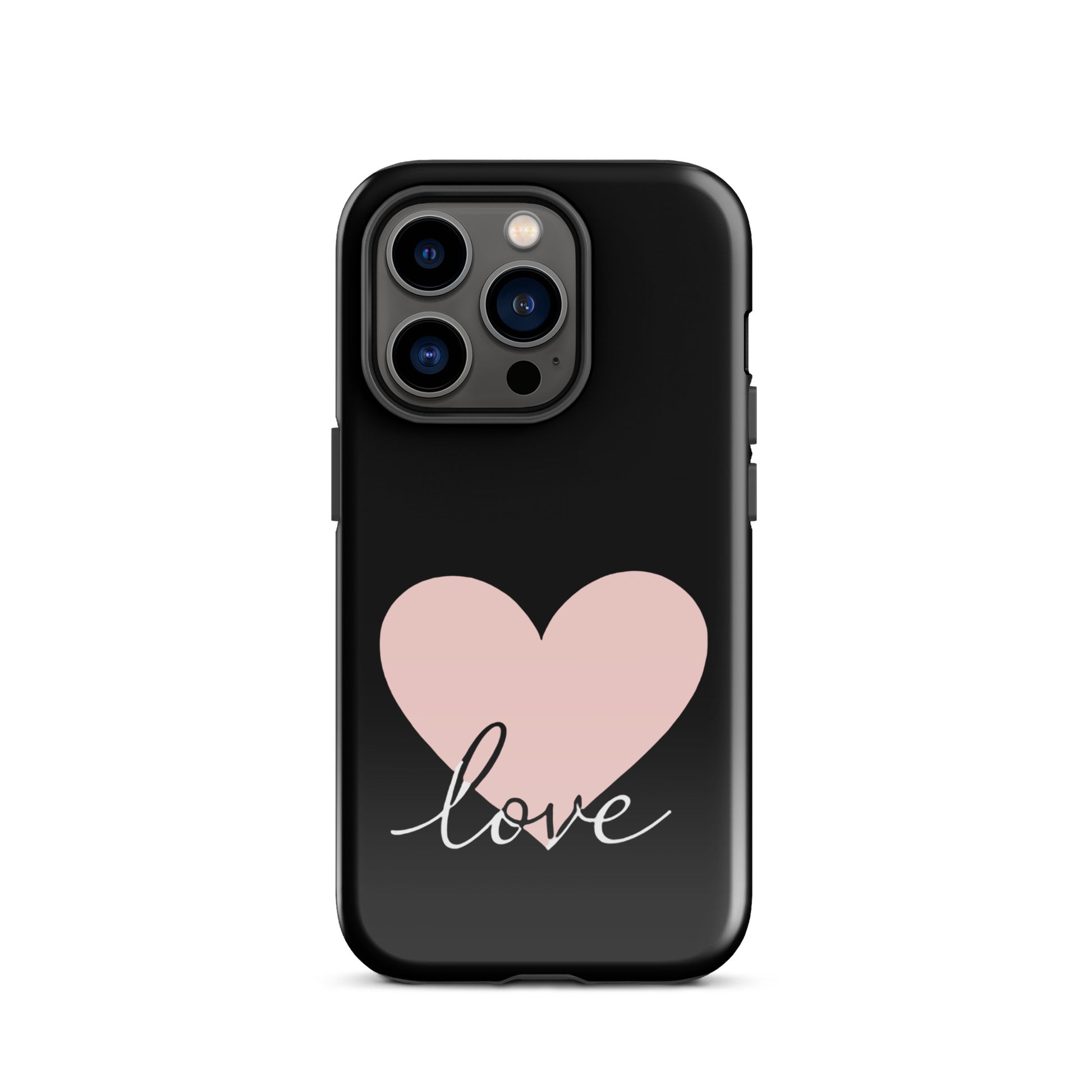 Phone Case for iPhone with heart and script love design, minimalist style, romantic gift choice, protective and stylish phone accessory.