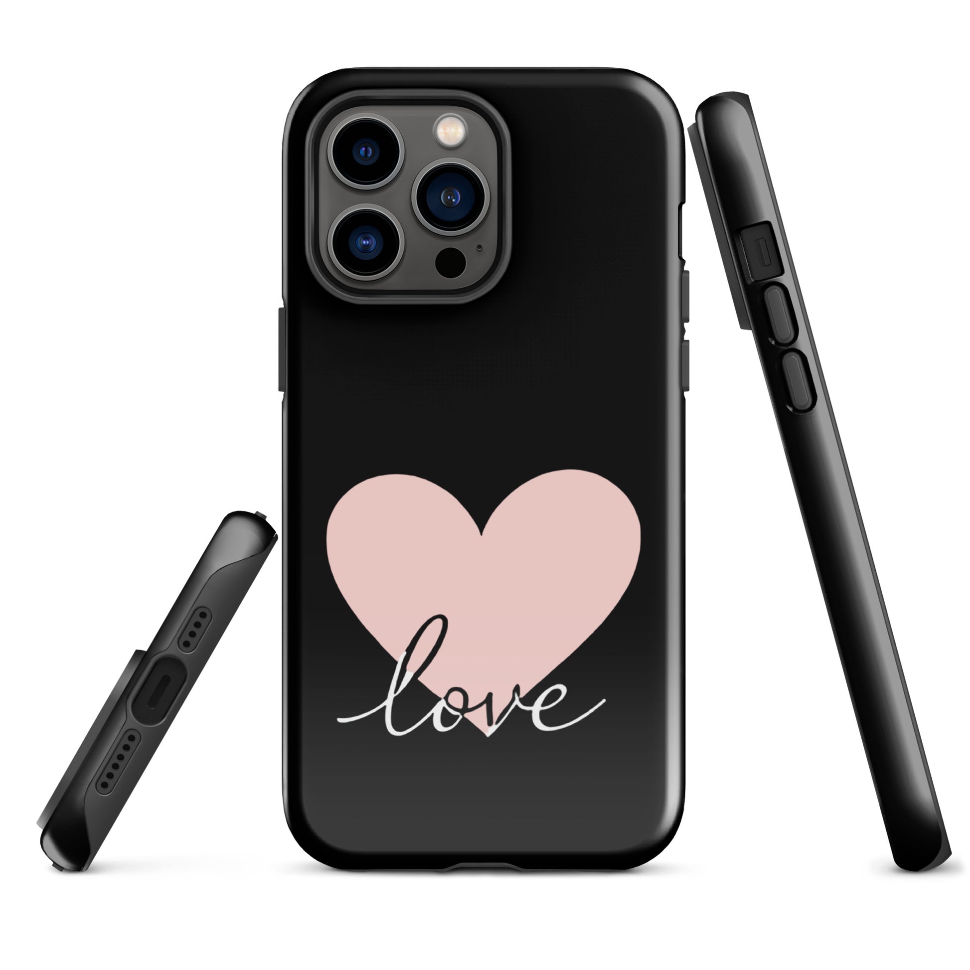 Phone Case for iPhone with heart and script love design, minimalist and stylish, providing protection with a romantic twist.