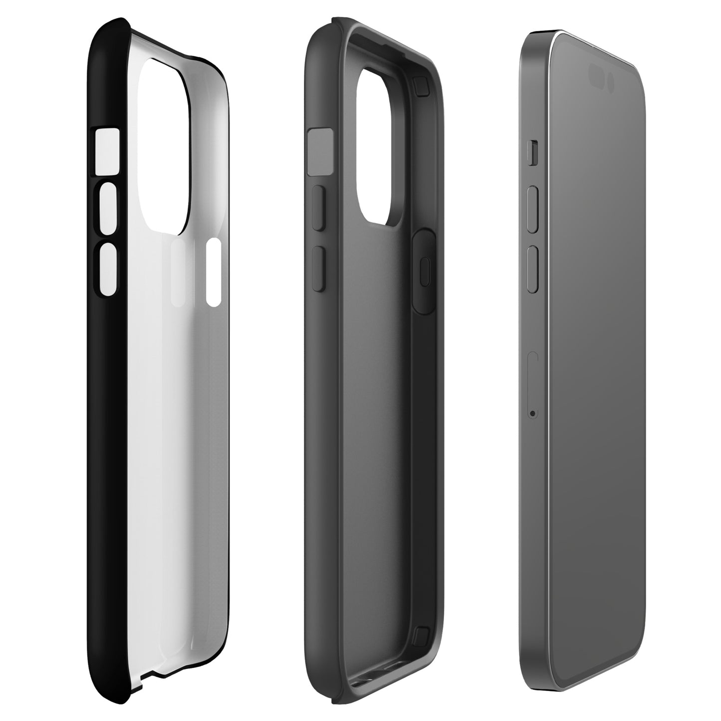 Phone Case for iPhone with heart and script love design, offering protection and minimalist charm, side and back view.