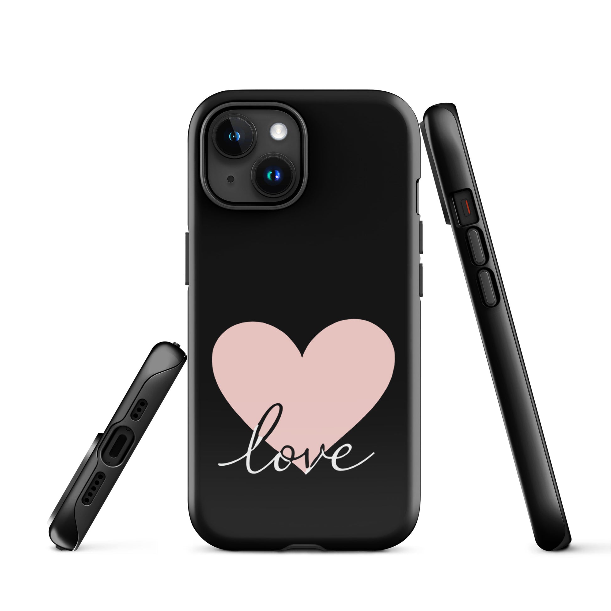 Phone Case for iPhone with heart and "love" script design, offering stylish and minimalist protection.