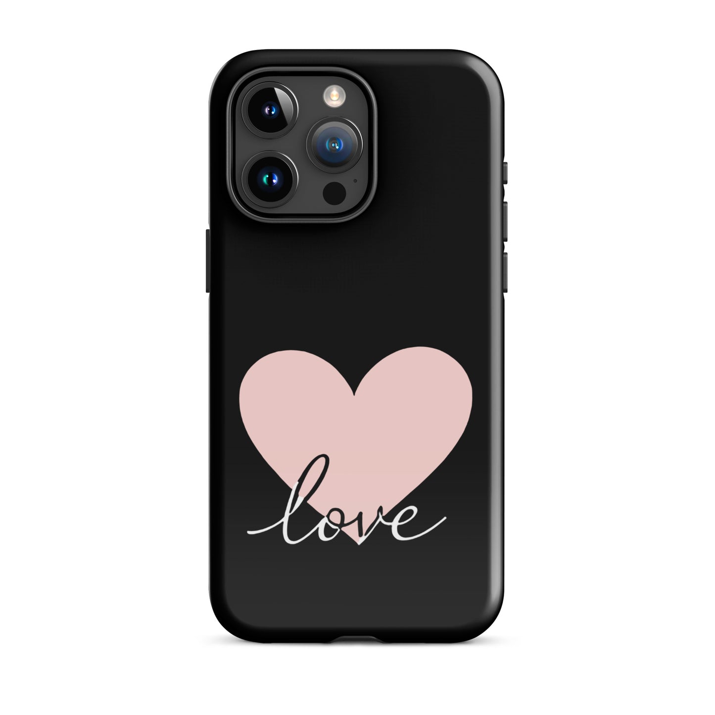 Phone Case for iPhone with heart and script love design in black, showcasing minimalist charm and protection.