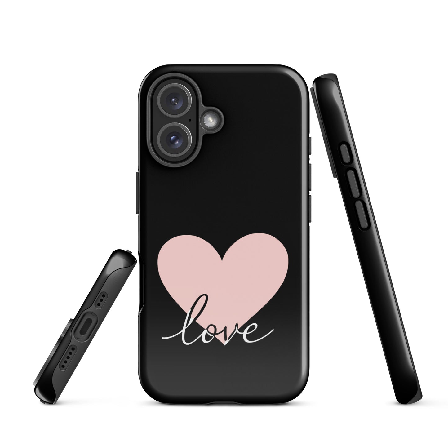 Phone Case for iPhone with heart design and script 'love'. Minimalist protective cover with romantic twist for modern style lovers.