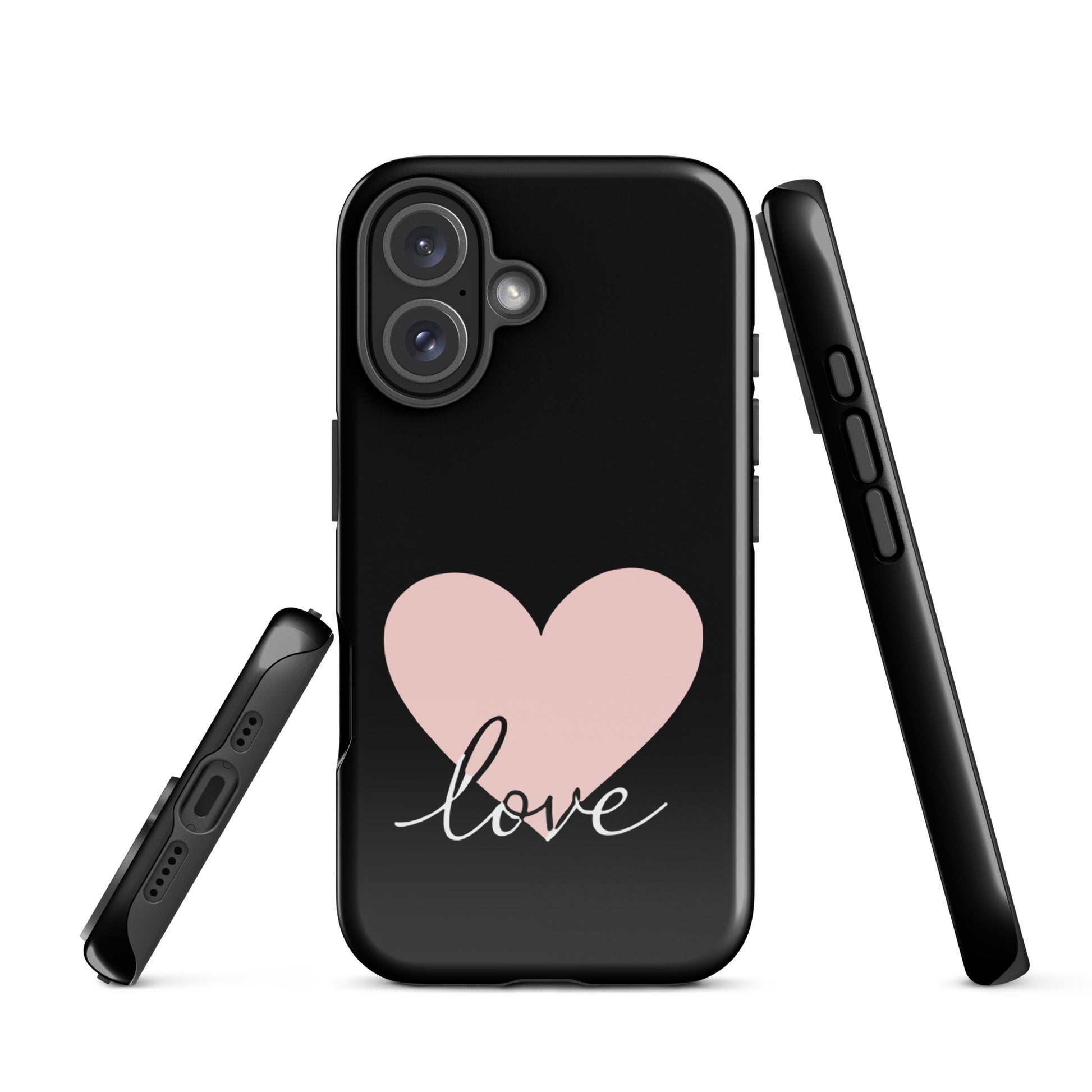 Phone Case for iPhone with heart design and script 'love'. Minimalist protective cover with romantic twist for modern style lovers.