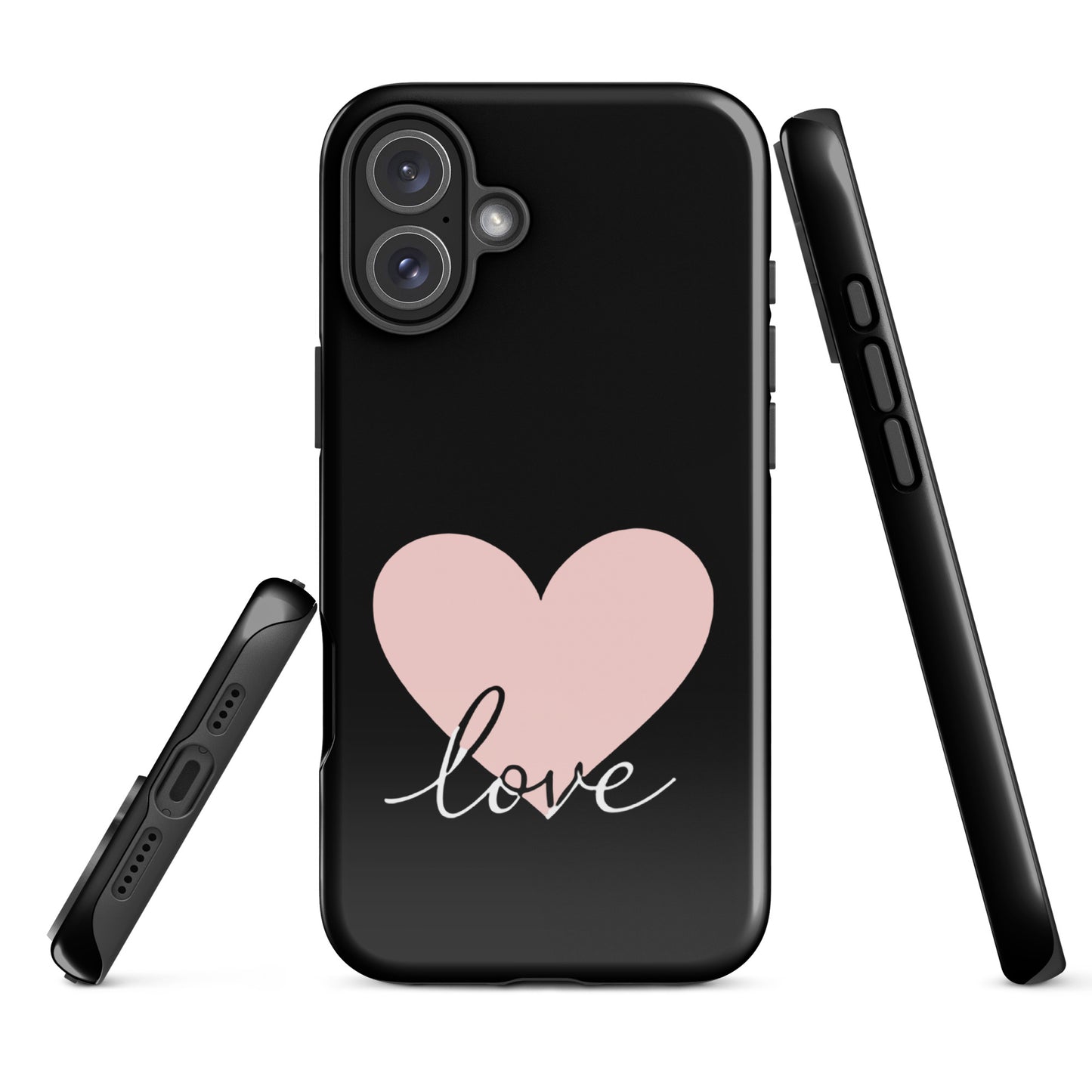Phone Case for iPhone with heart and script love design, minimalist and romantic, providing stylish protection.
