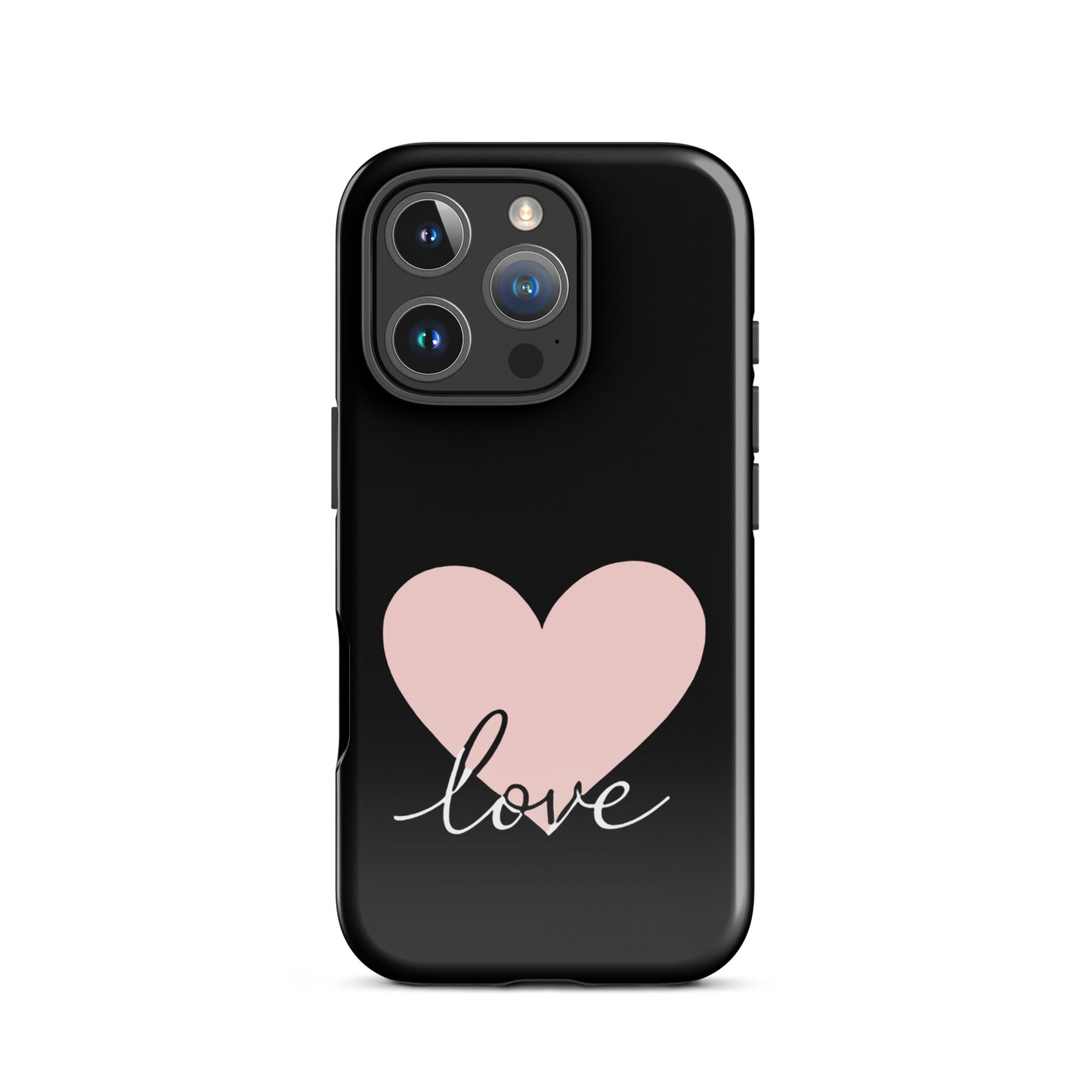 Phone Case for iPhone with pink heart and script 'love' design