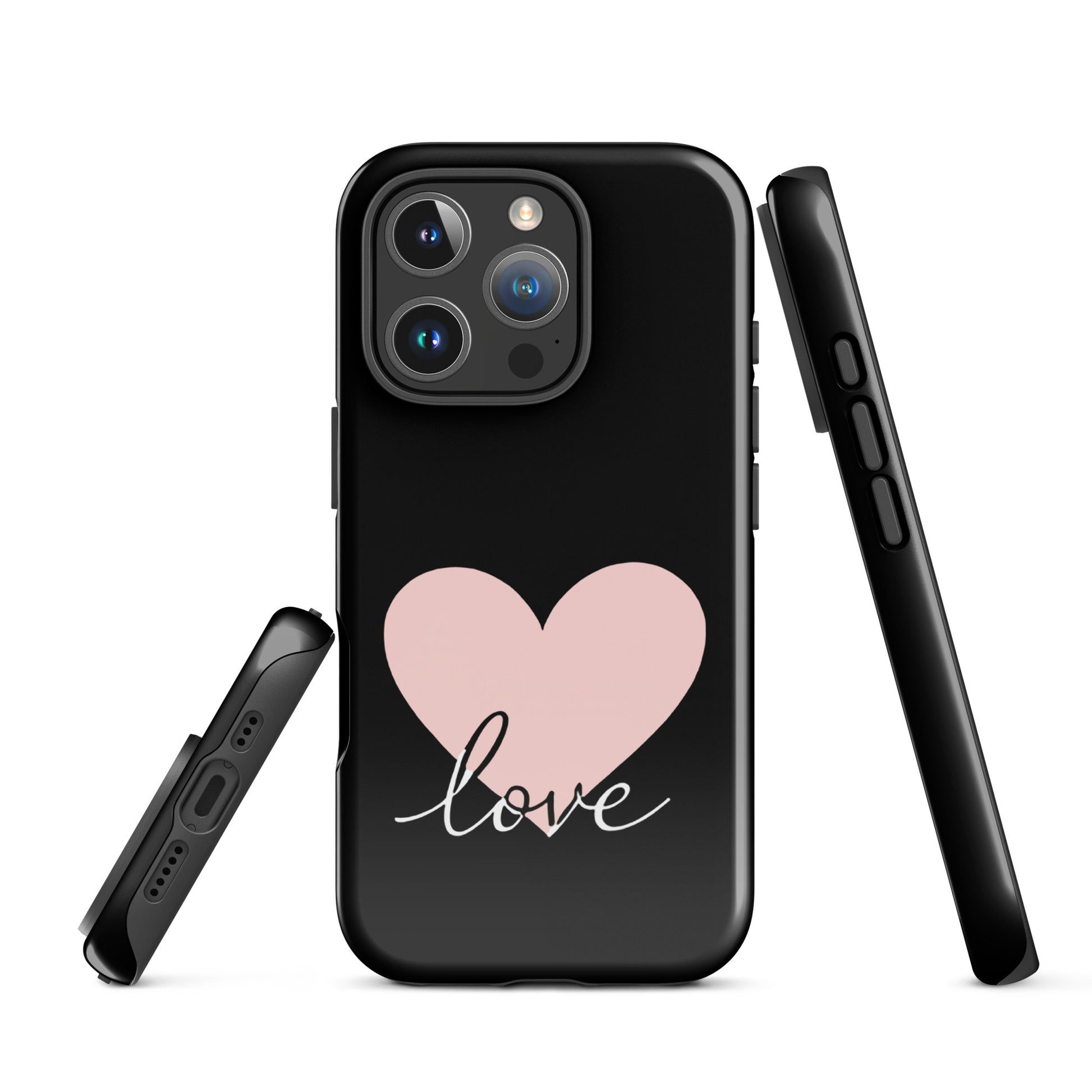 Phone Case for iPhone with heart and script love design, minimalist charm, modern romantic style, everyday accessory, gift option