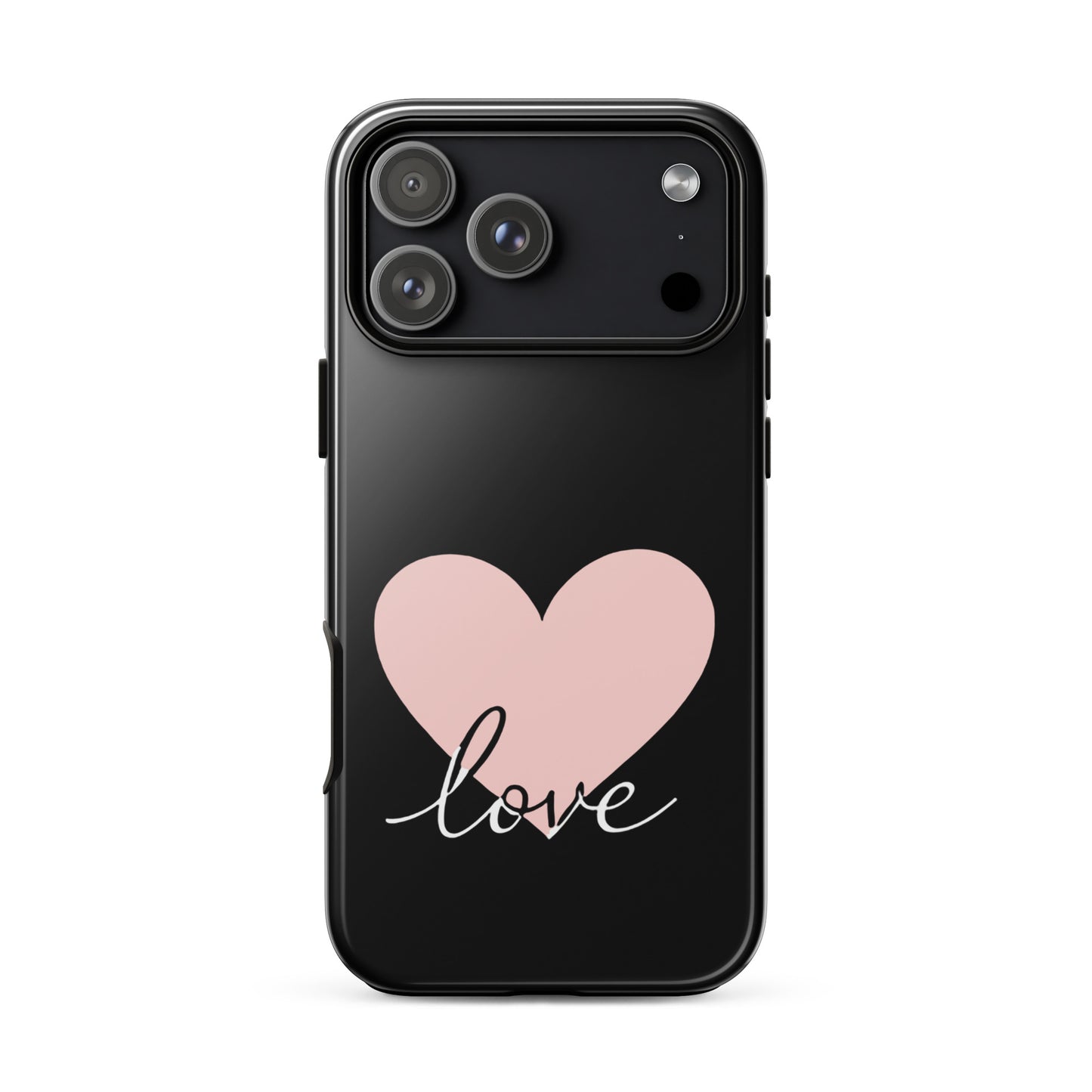 Phone Case for iPhone with pink heart and script 'love' design, offering minimalist charm and protection with romantic style