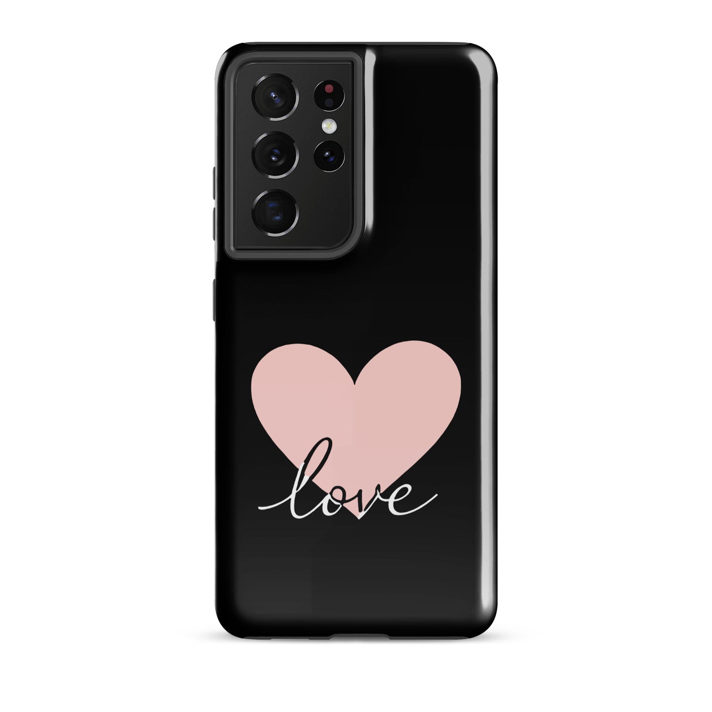 Phone Case Samsung Galaxy with Heart & Script Love Design, featuring a pink heart and stylish script, offering protective and romantic charm.