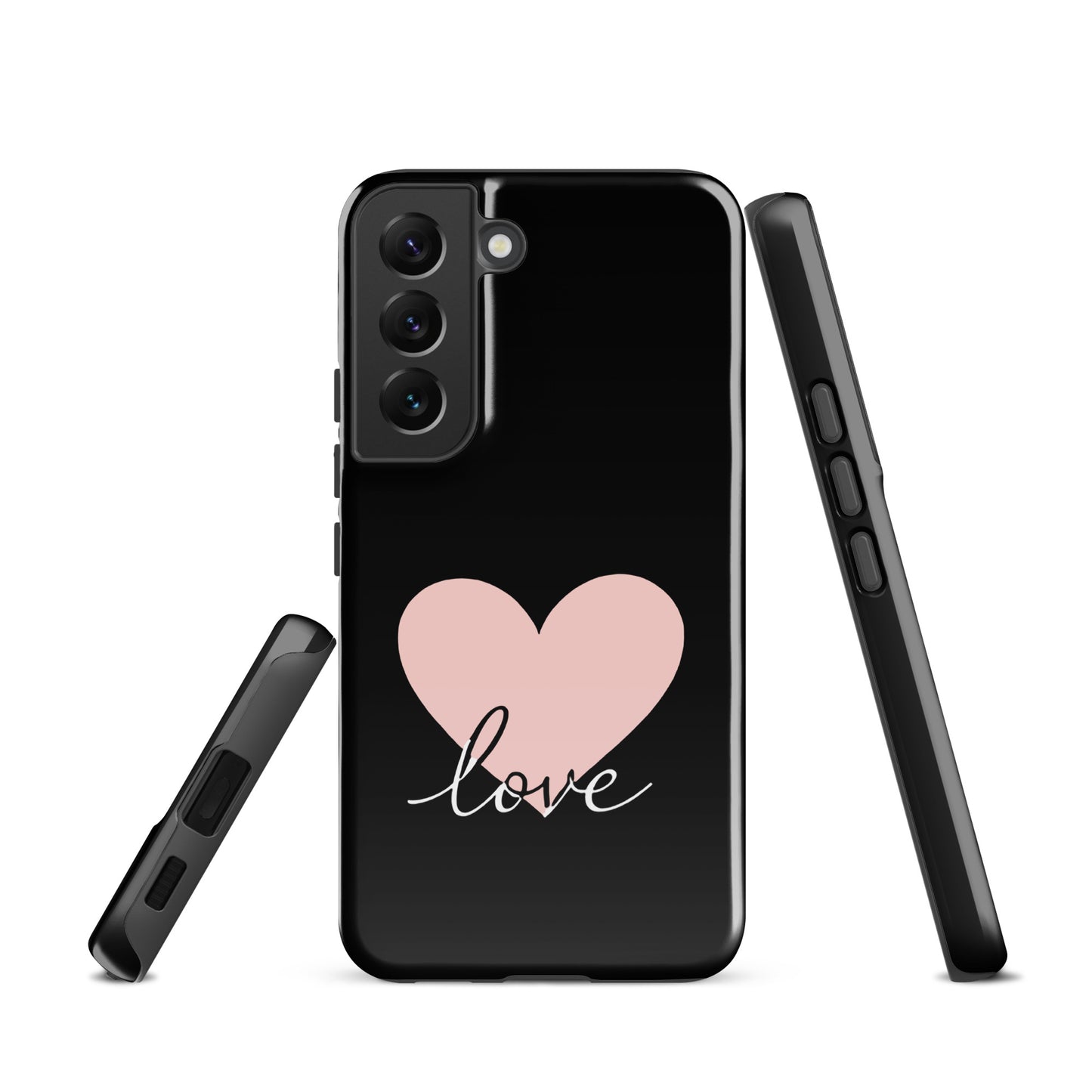 Phone Case Samsung Galaxy with heart and script love design, minimalist protection accessory