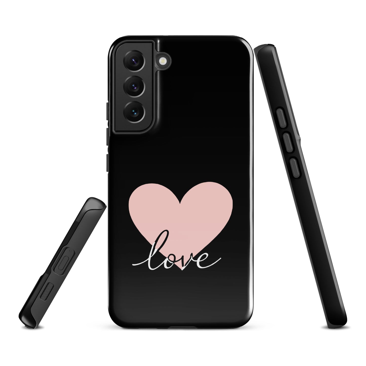 Phone Case Samsung Galaxy with heart and script love design, minimalist and stylish