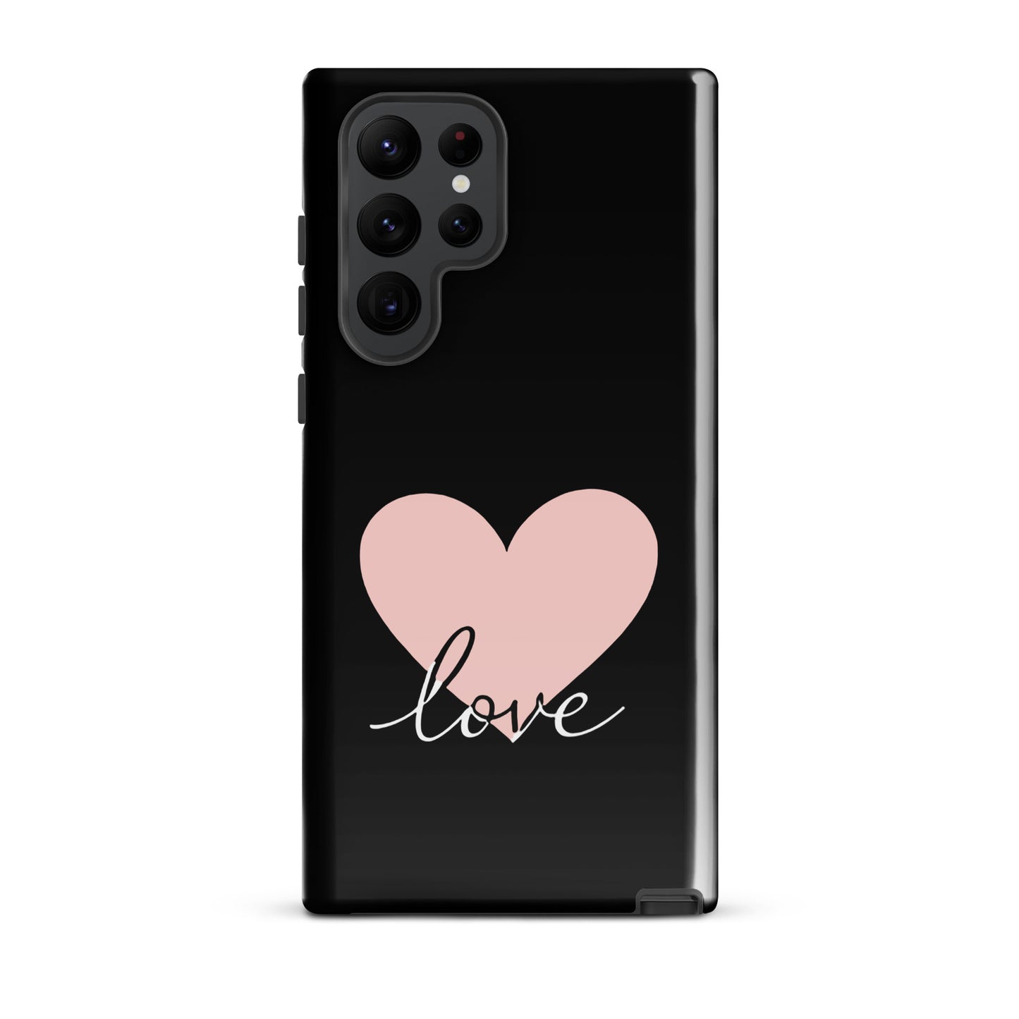 Phone Case Samsung Galaxy with heart and script love design, minimalist style with dependable protection, perfect for romantic aesthetics.