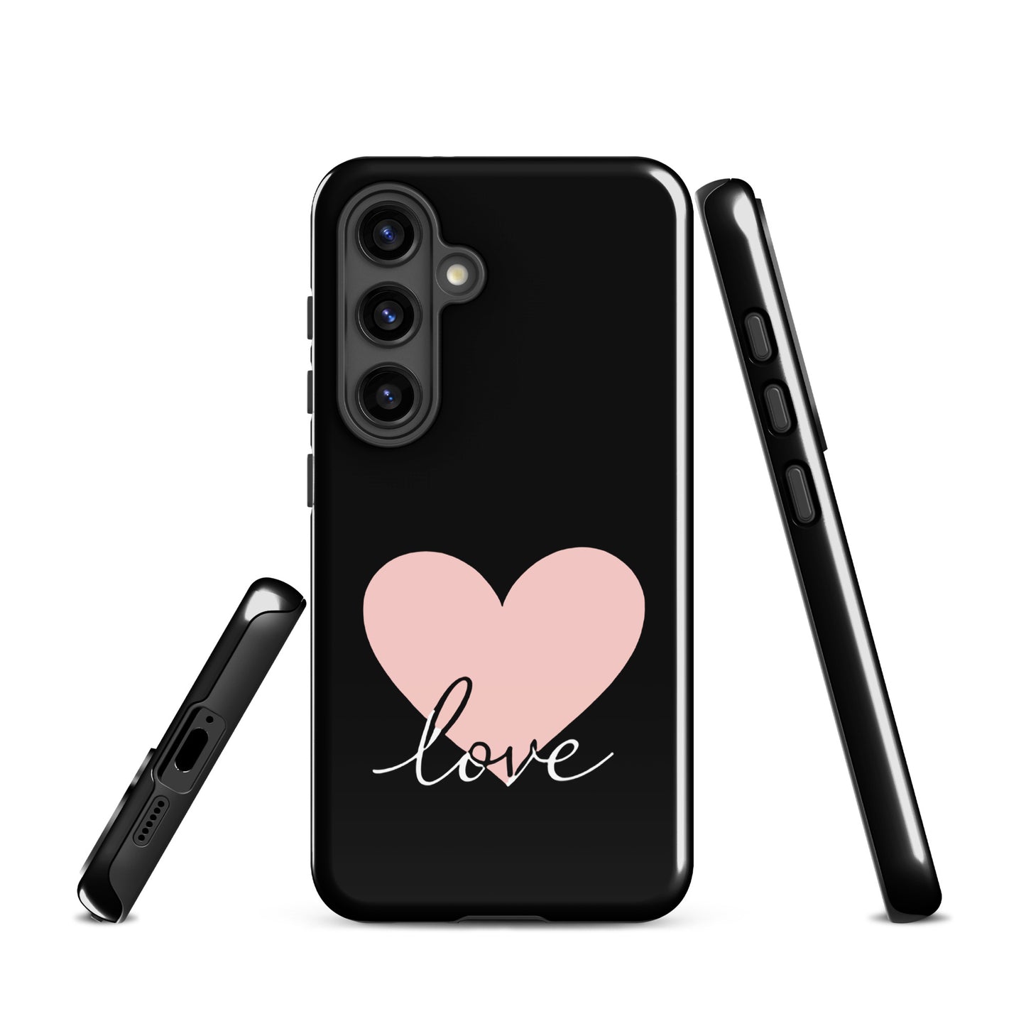 Phone Case Samsung Galaxy with heart and script love design, offering romantic style and dependable protection.