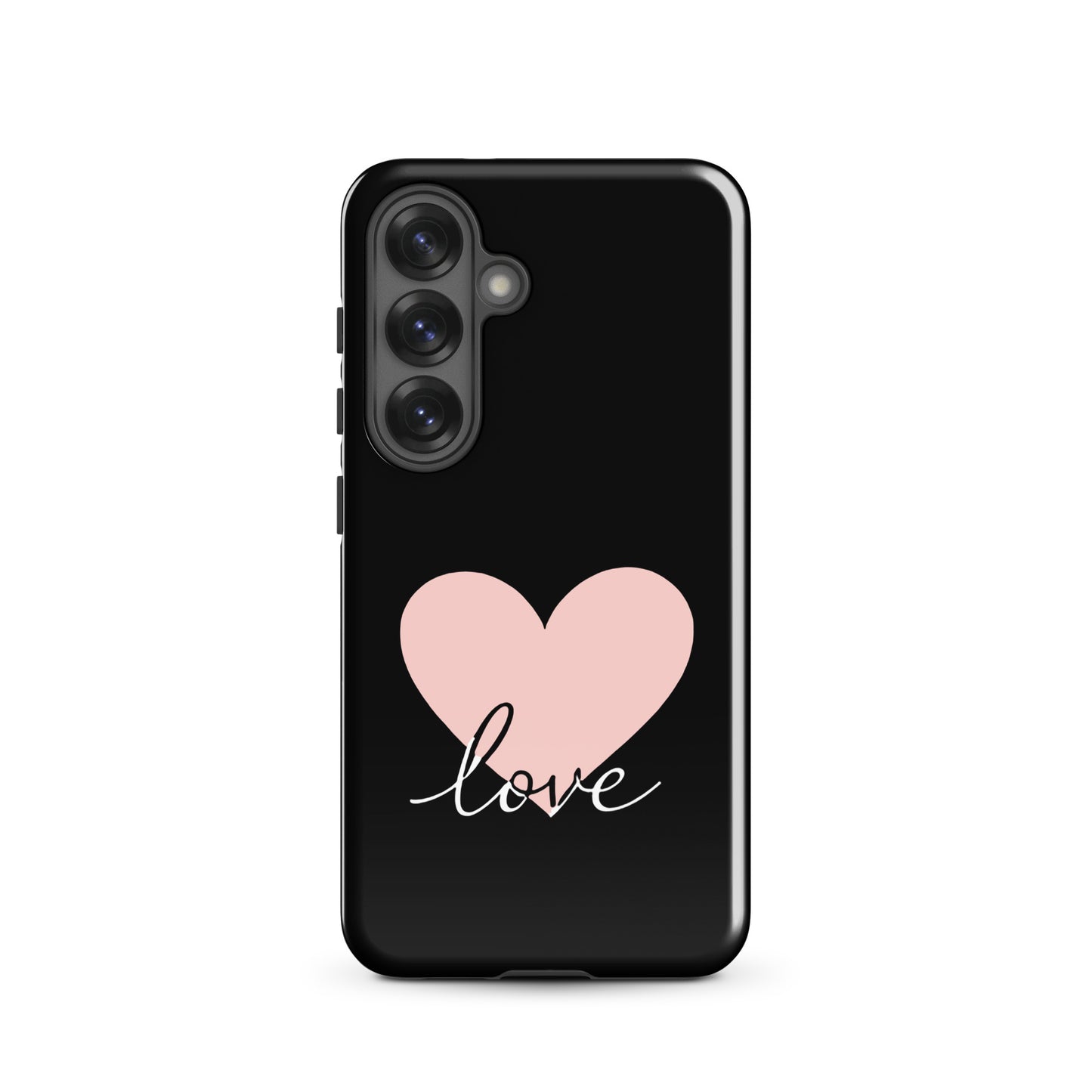 Phone Case for Samsung Galaxy with heart and script 'love' design, minimalist charm, protective, stylish phone accessory